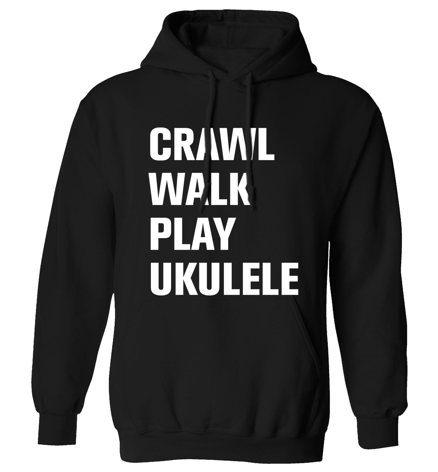 Crawl walk play ukulele adults unisex black hoodie 2XL