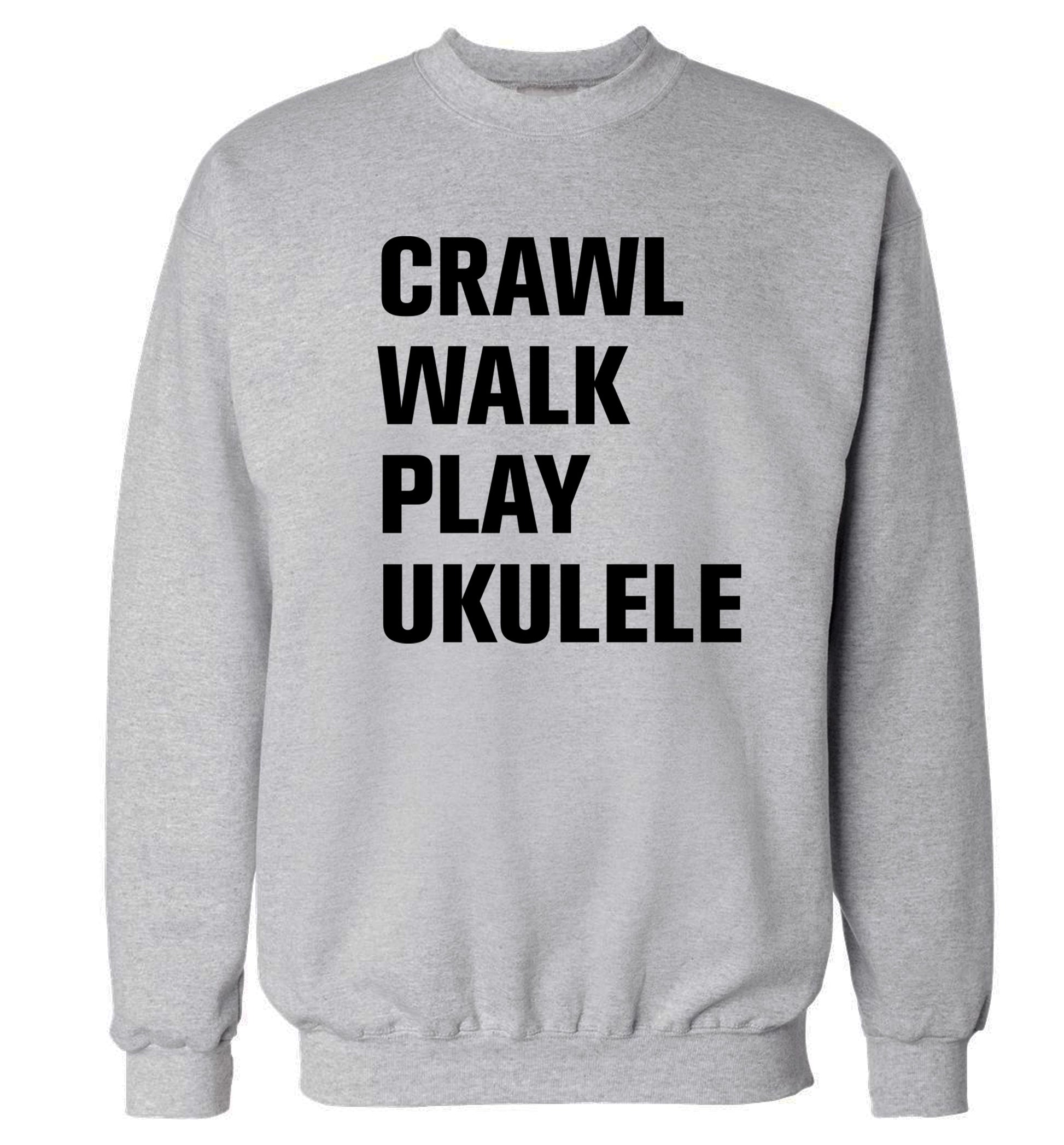 Crawl walk play ukulele Adult's unisex grey Sweater 2XL