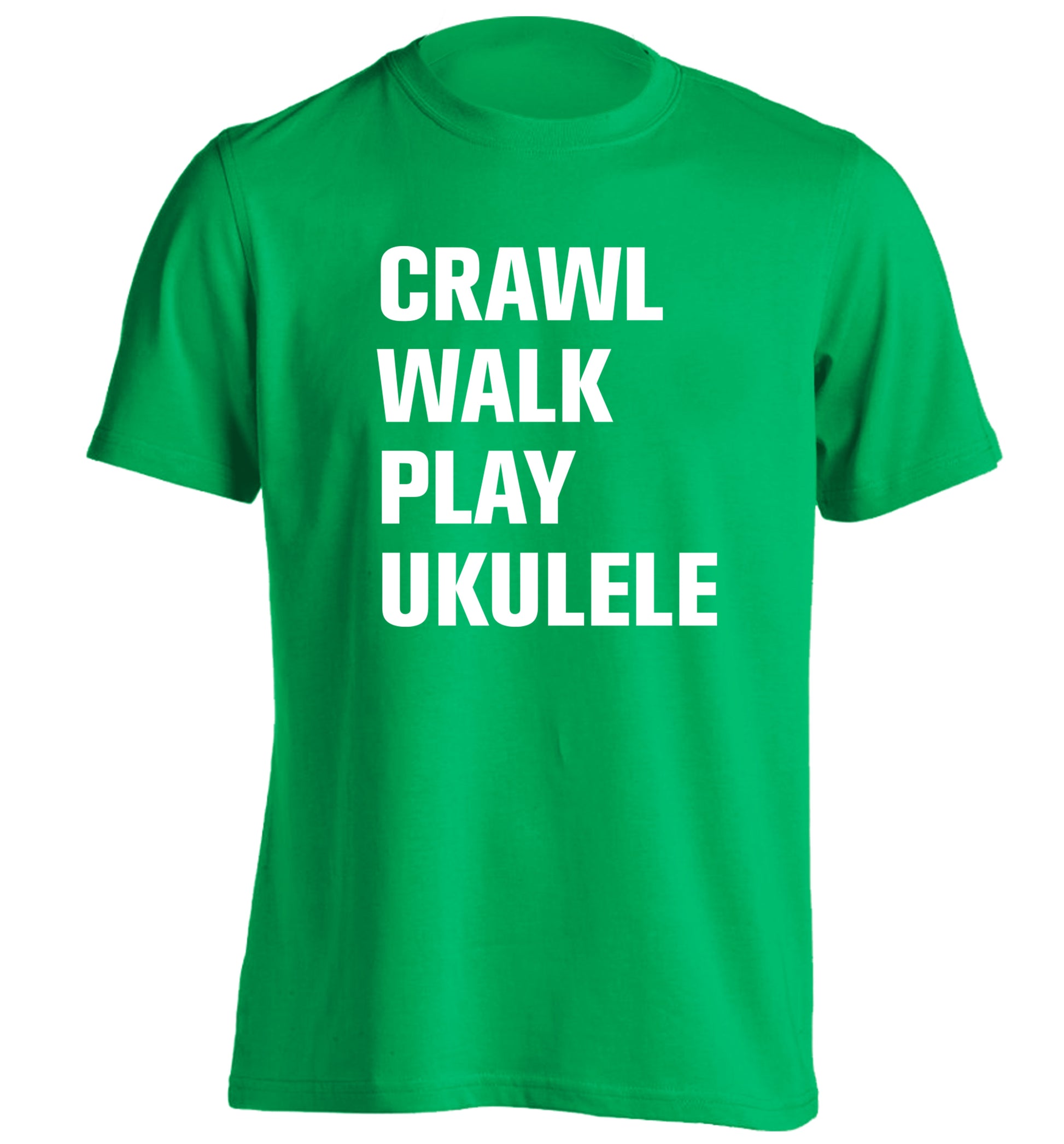 Crawl walk play ukulele adults unisex green Tshirt 2XL
