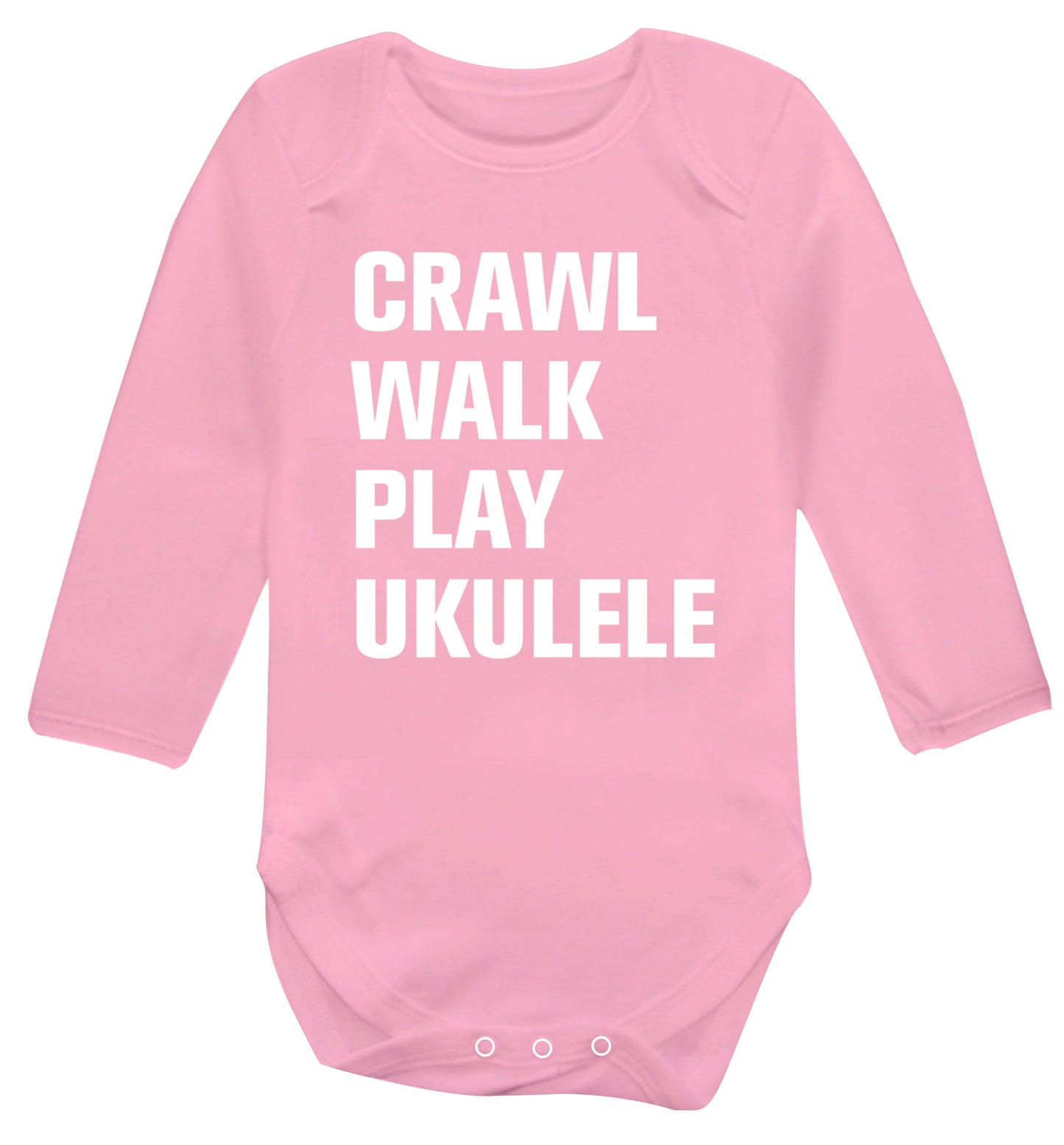 Crawl walk play ukulele Baby Vest long sleeved pale pink 6-12 months