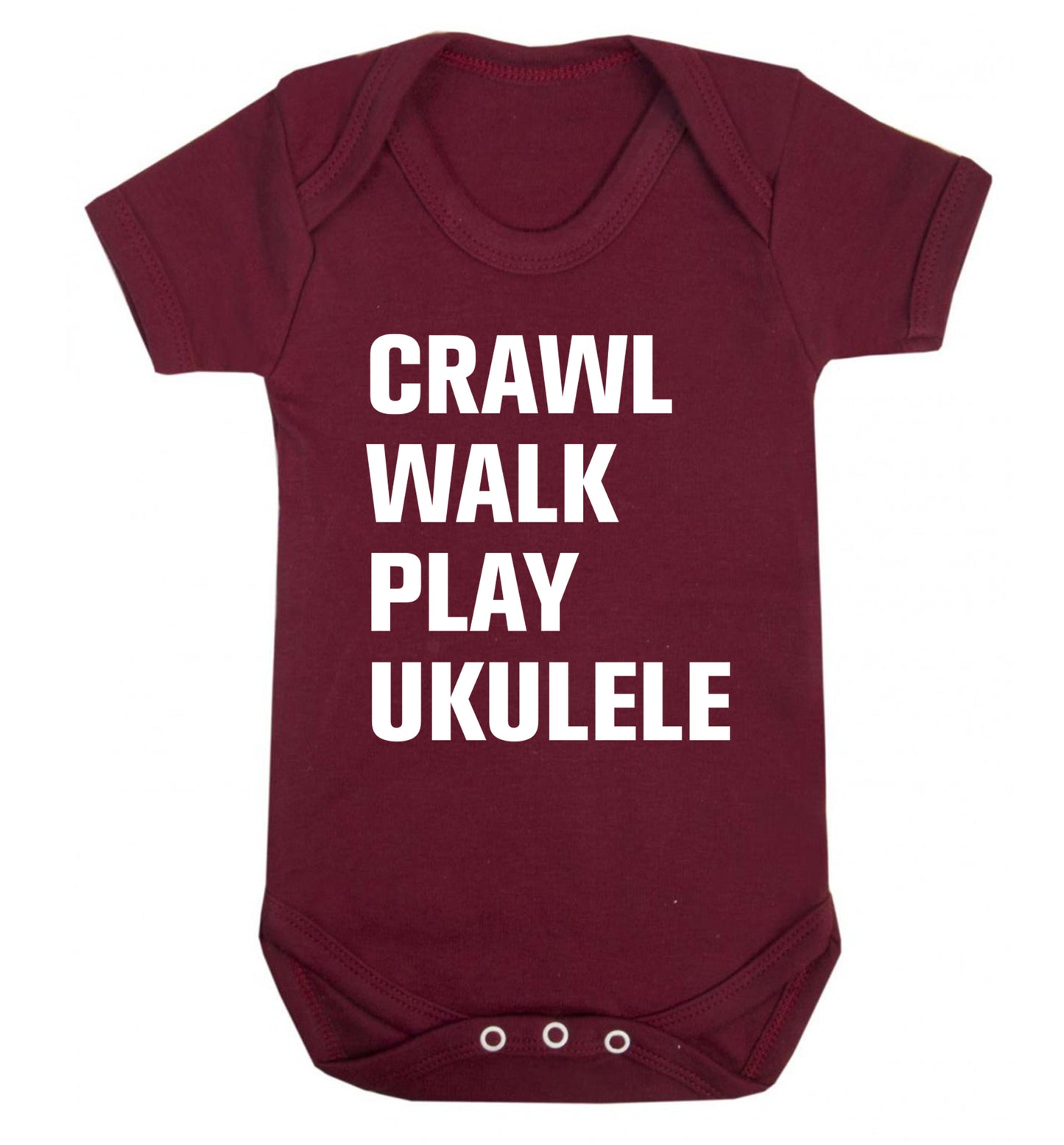 Crawl walk play ukulele Baby Vest maroon 18-24 months