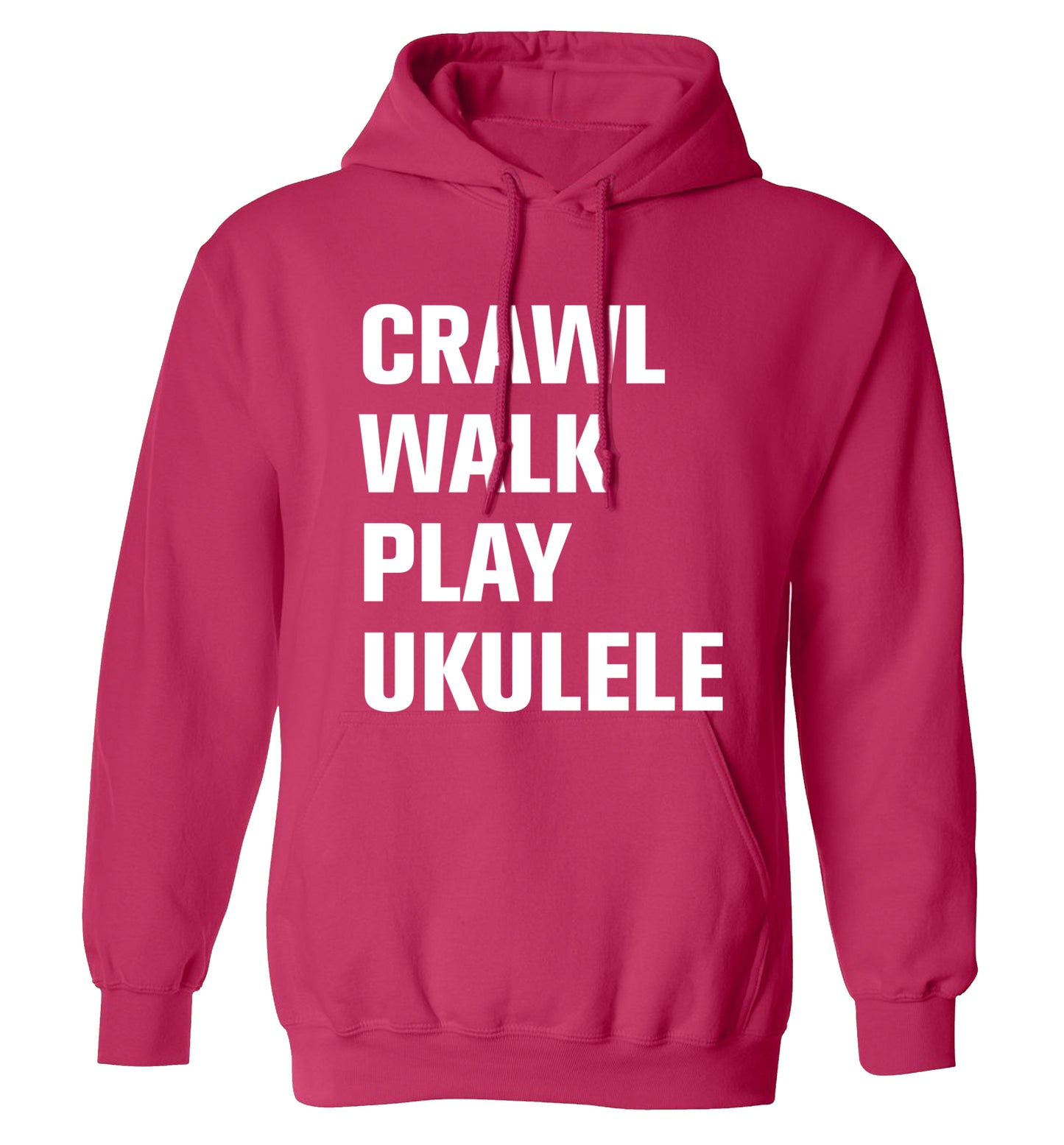 Crawl walk play ukulele adults unisex pink hoodie 2XL