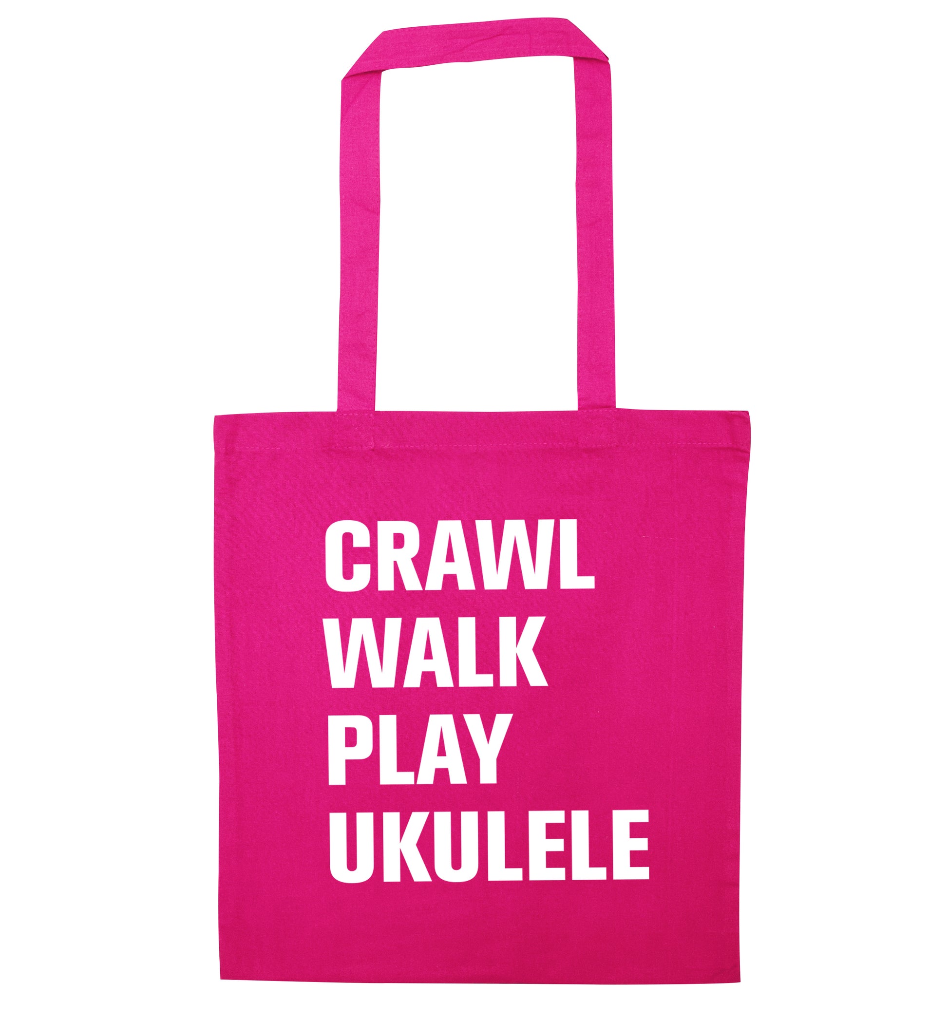 Crawl walk play ukulele pink tote bag