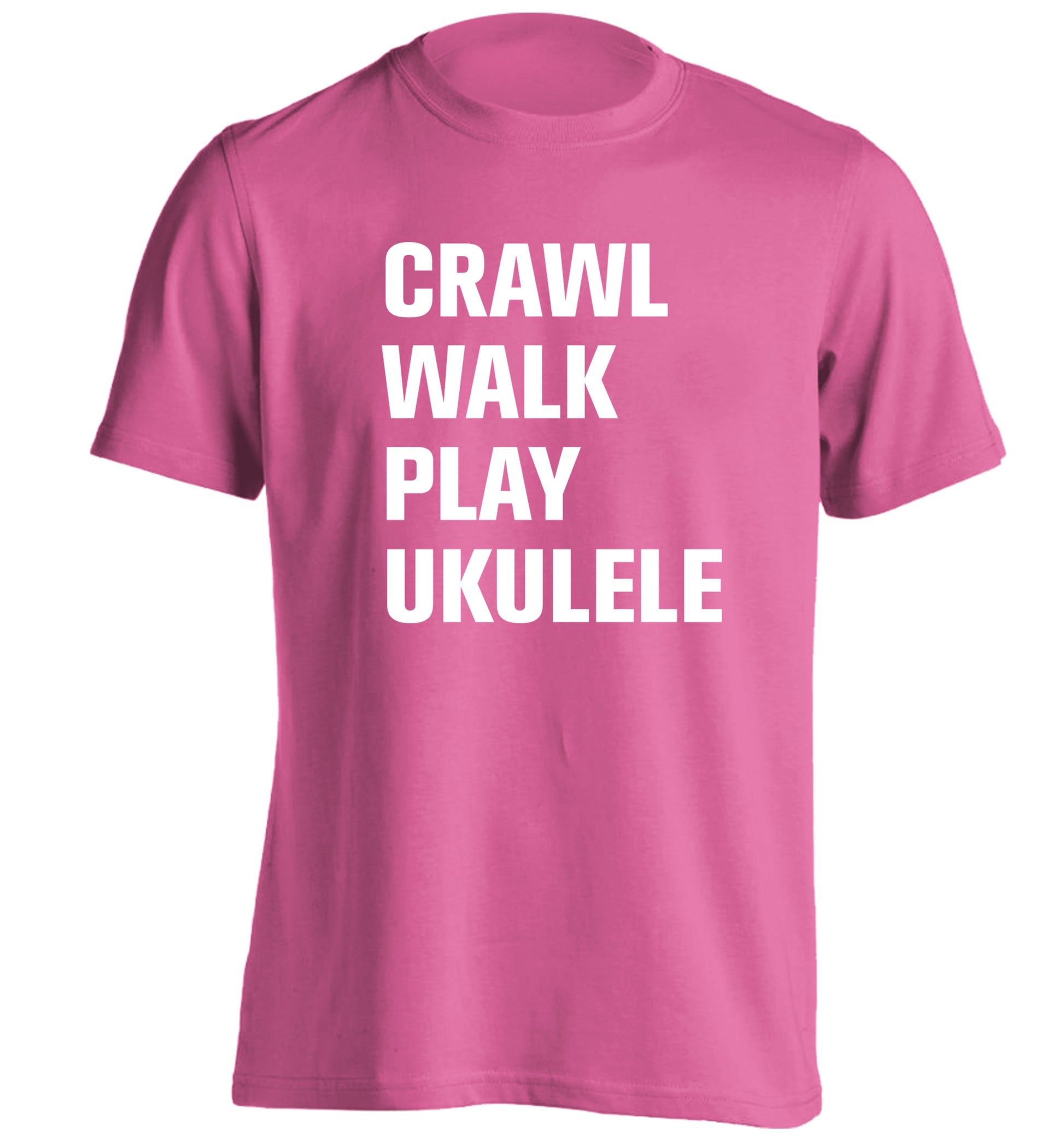 Crawl walk play ukulele adults unisex pink Tshirt 2XL