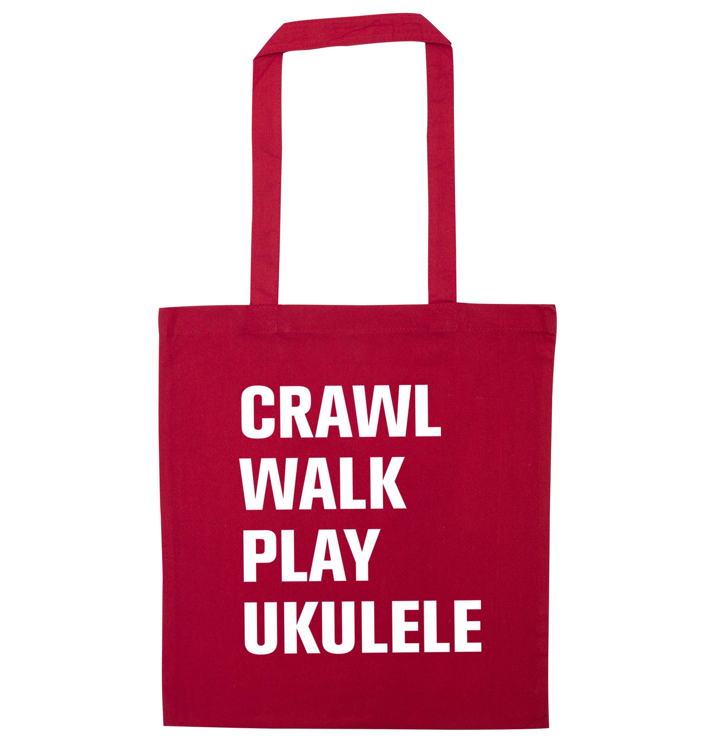 Crawl walk play ukulele red tote bag