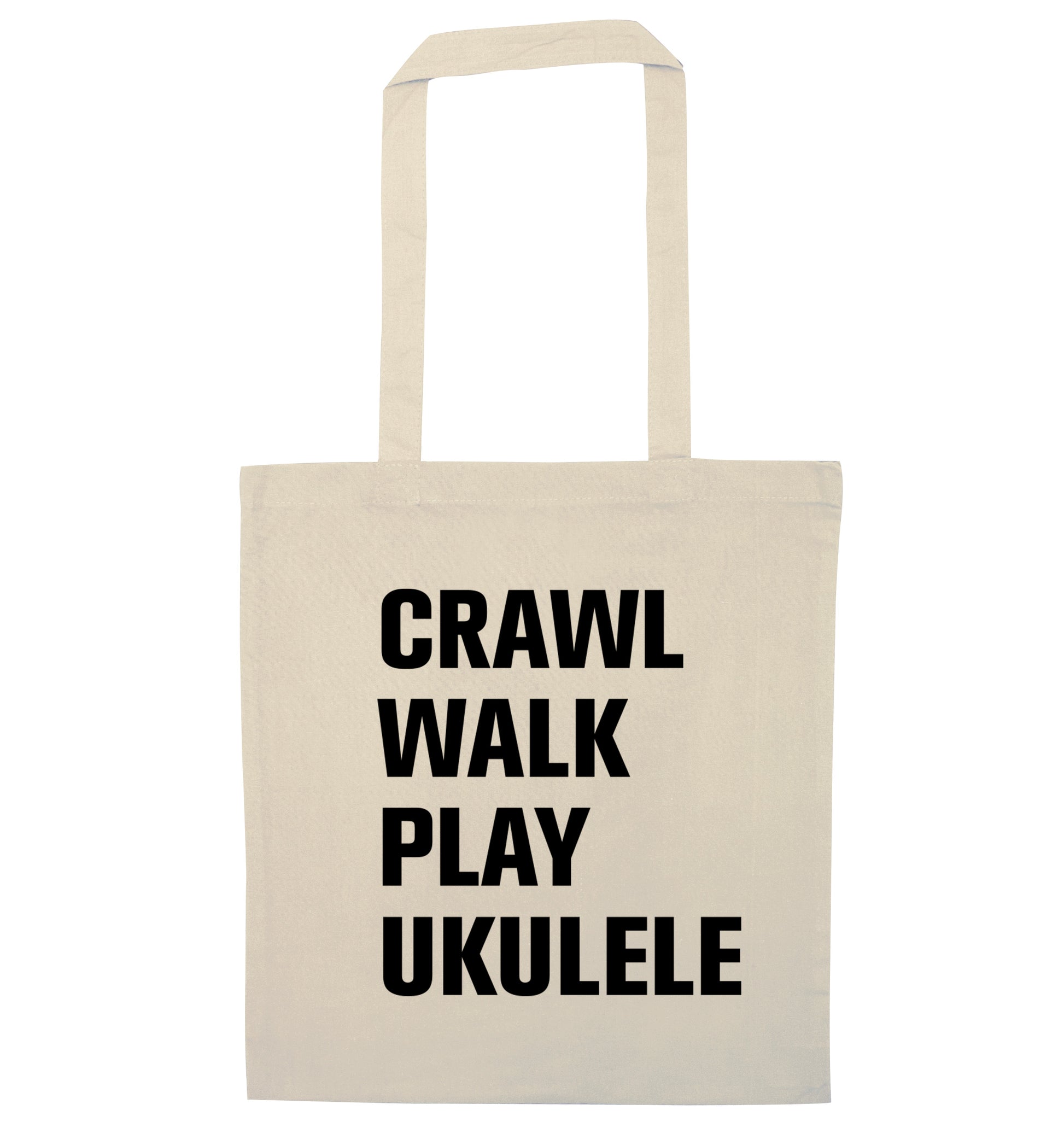 Crawl walk play ukulele natural tote bag
