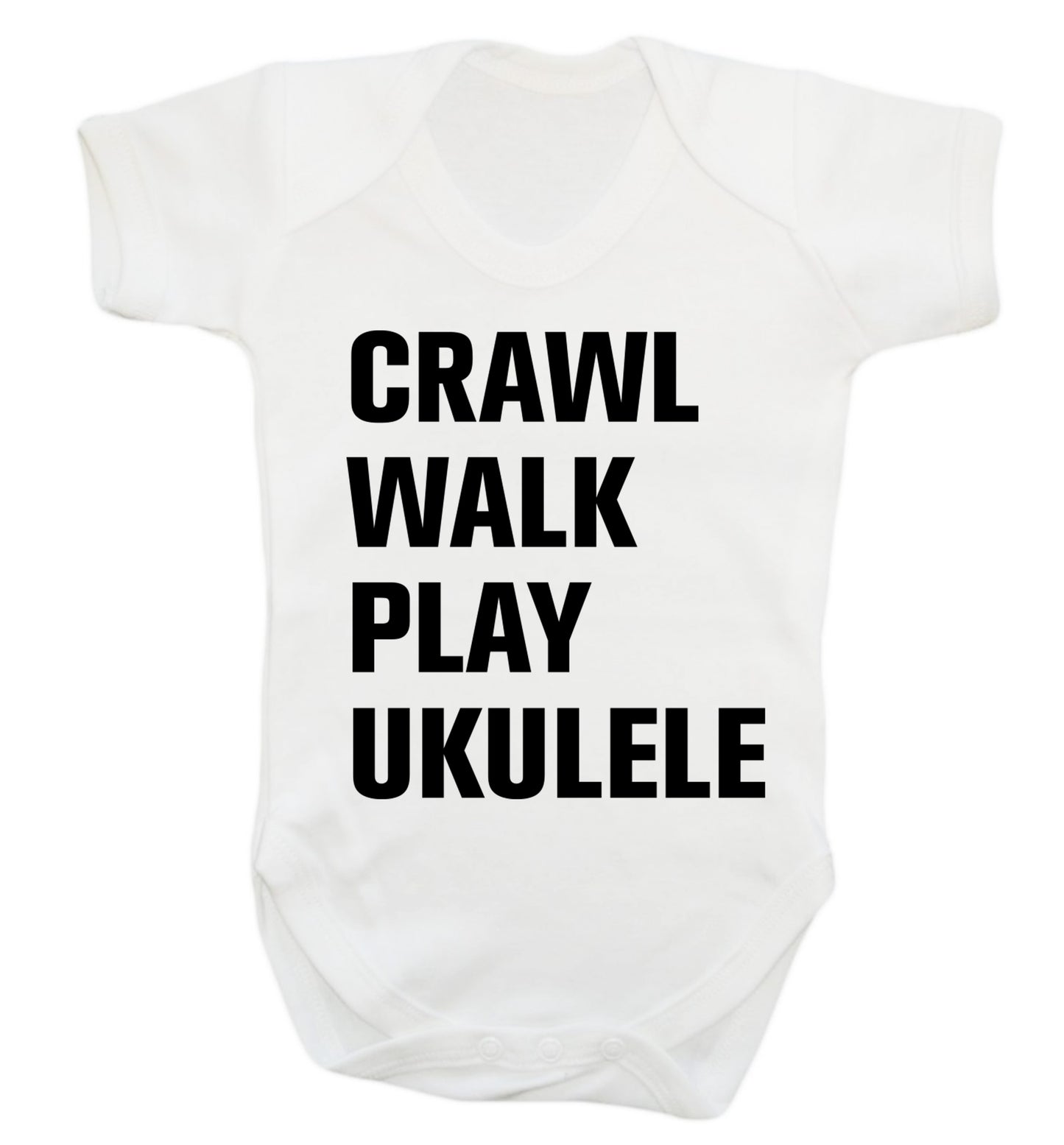 Crawl walk play ukulele Baby Vest white 18-24 months