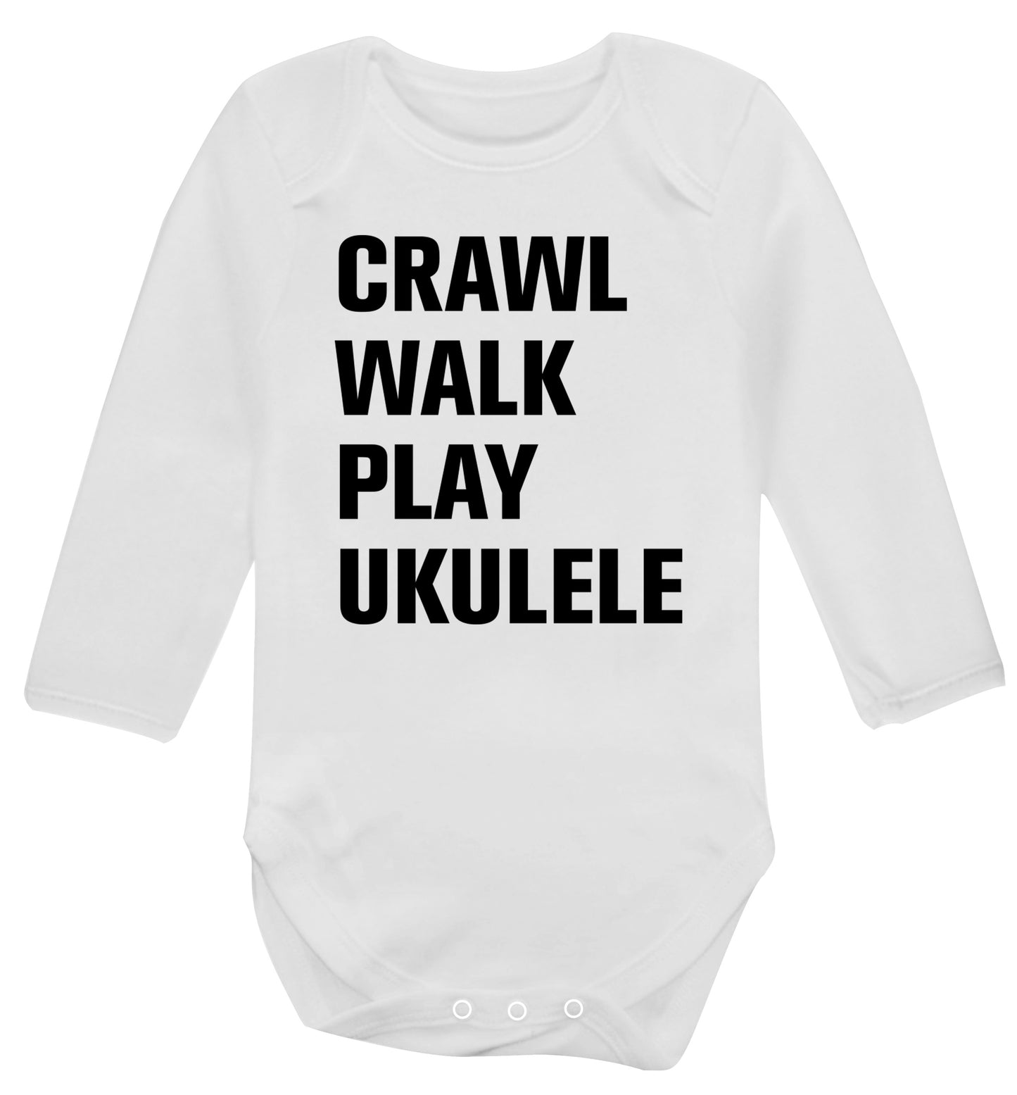 Crawl walk play ukulele Baby Vest long sleeved white 6-12 months