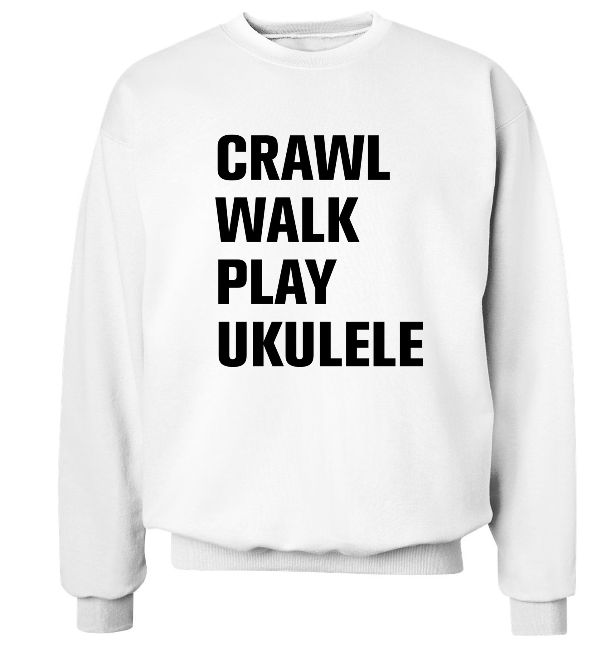 Crawl walk play ukulele Adult's unisex white Sweater 2XL