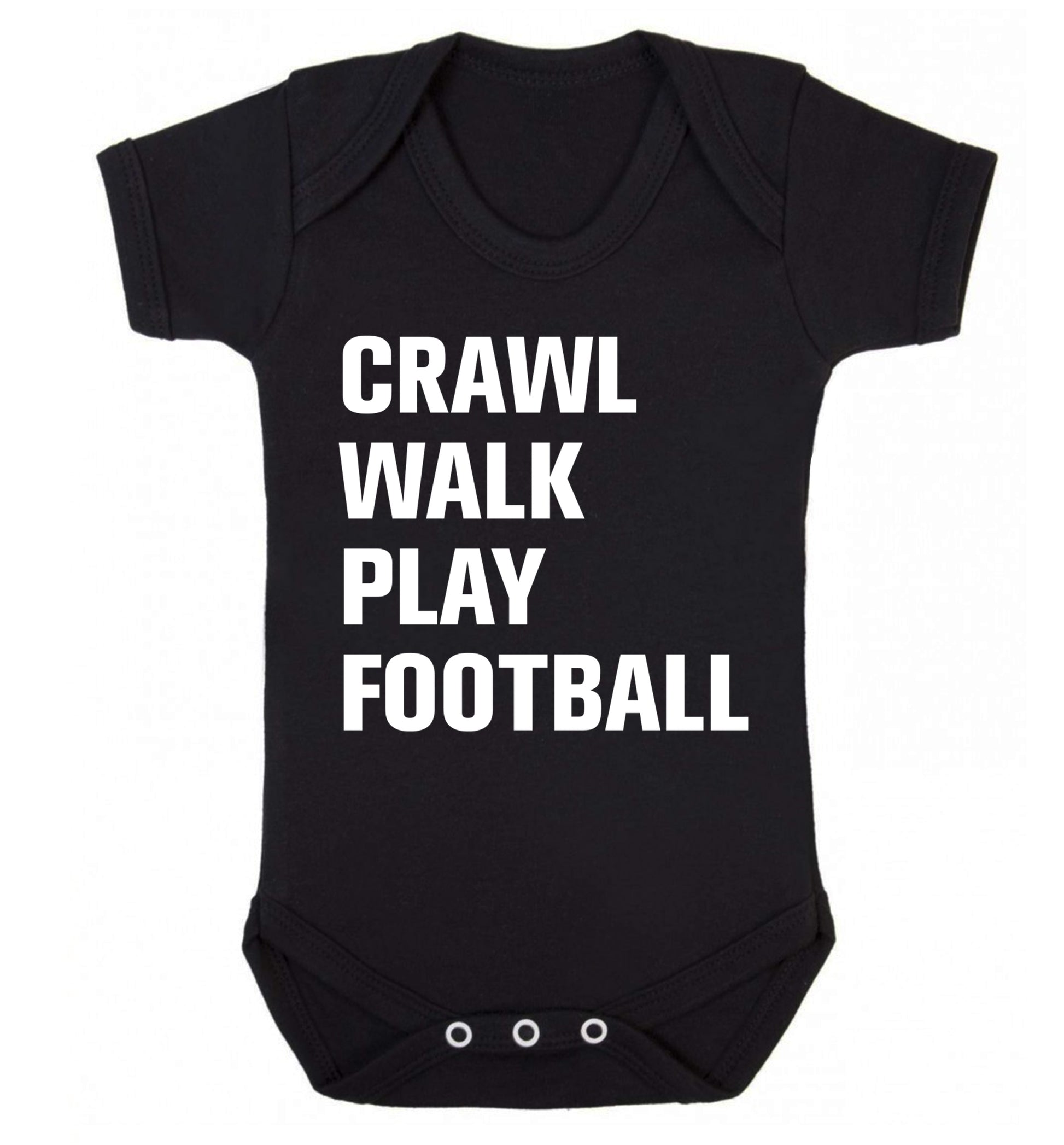 Crawl, walk, play football Baby Vest black 18-24 months