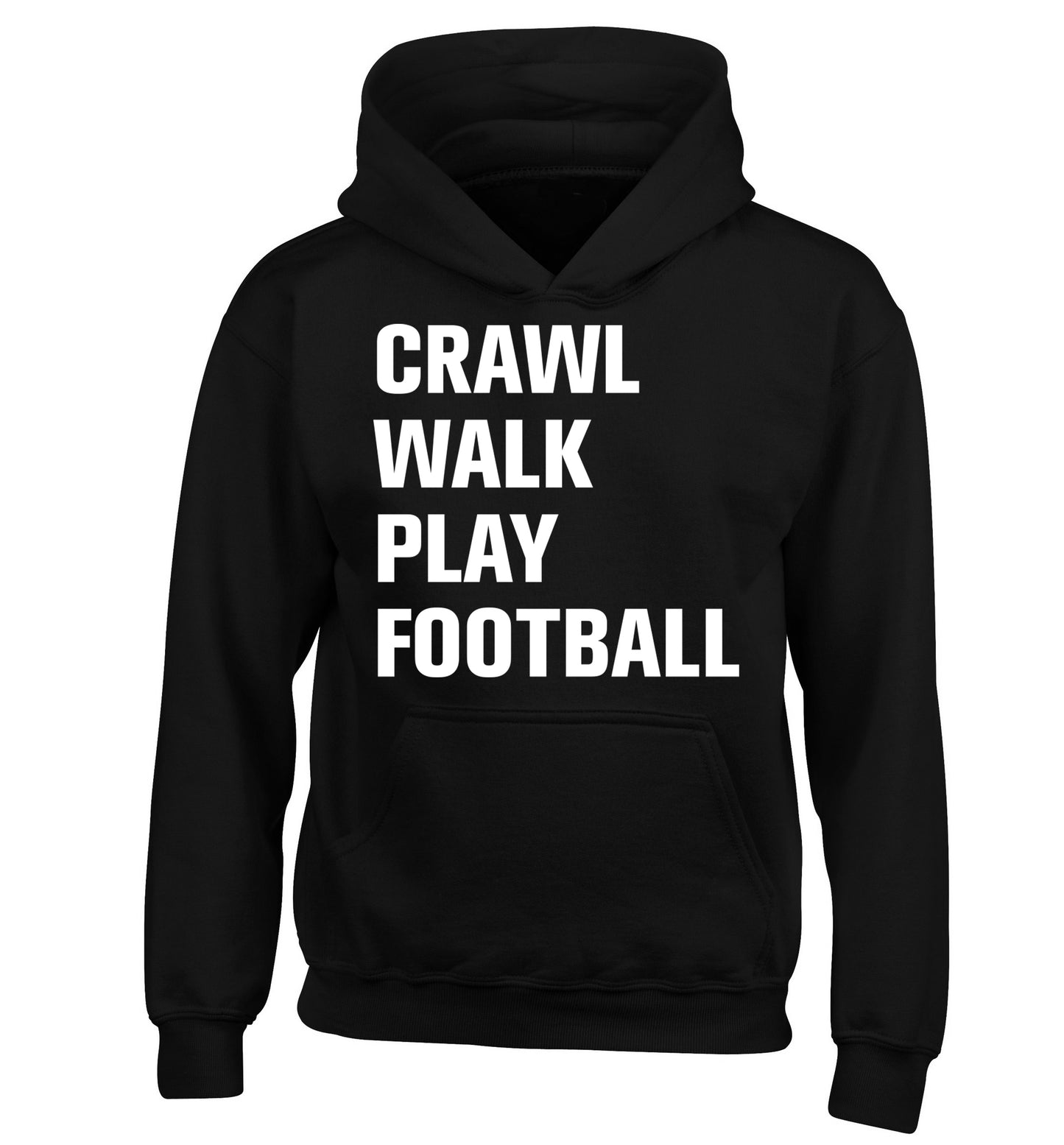 Crawl, walk, play football children's black hoodie 12-13 Years