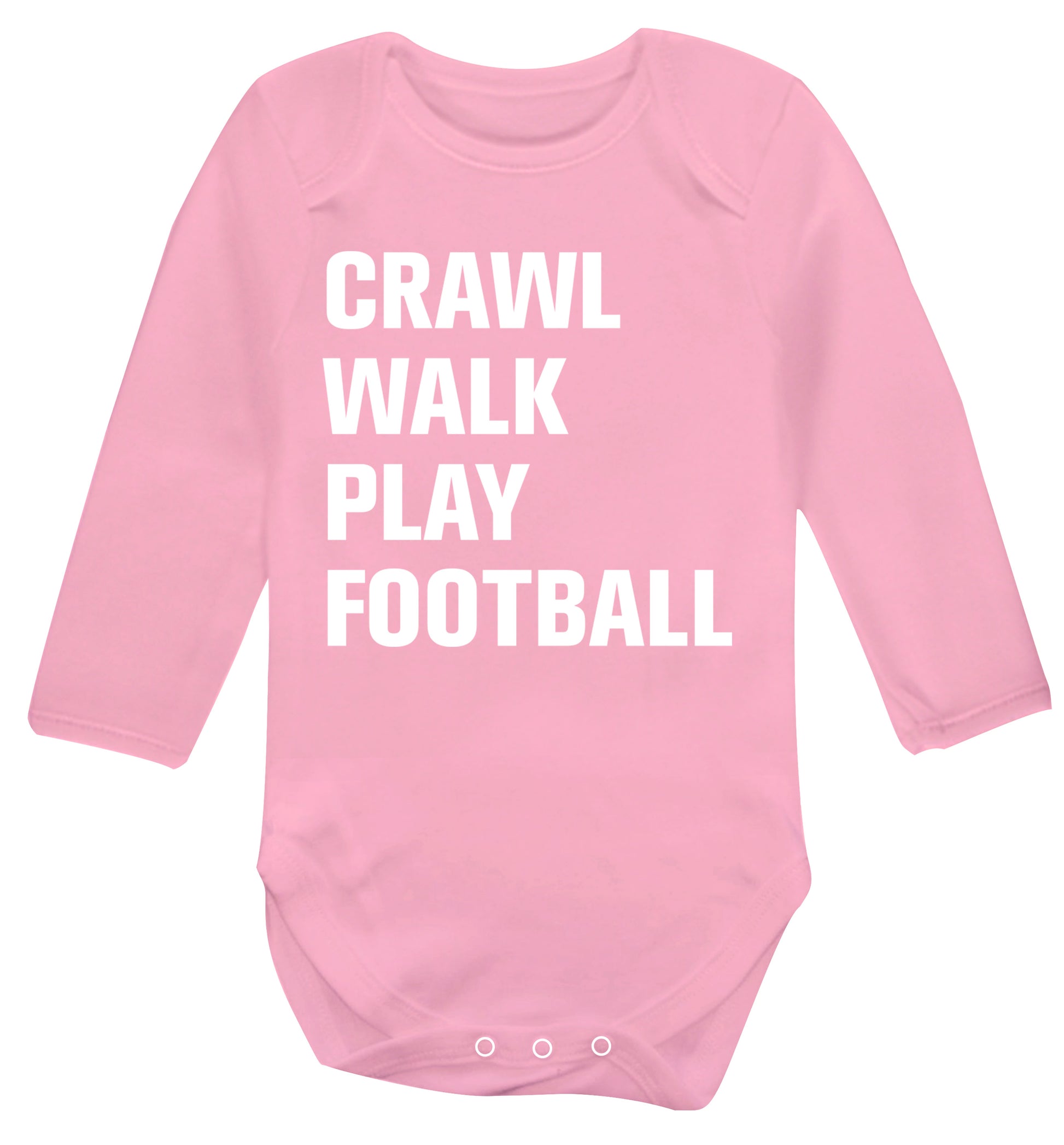 Crawl, walk, play football Baby Vest long sleeved pale pink 6-12 months