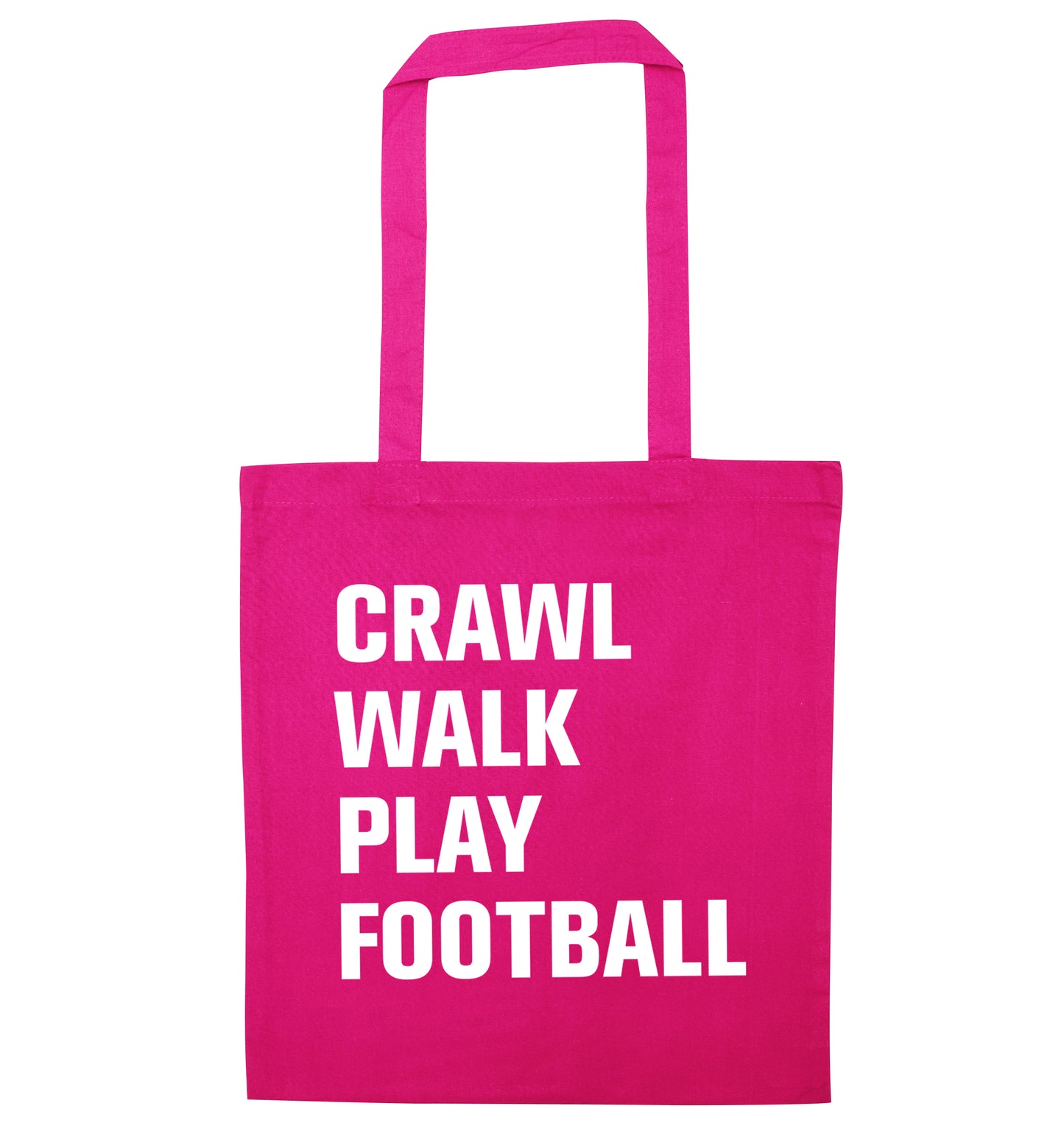 Crawl, walk, play football pink tote bag