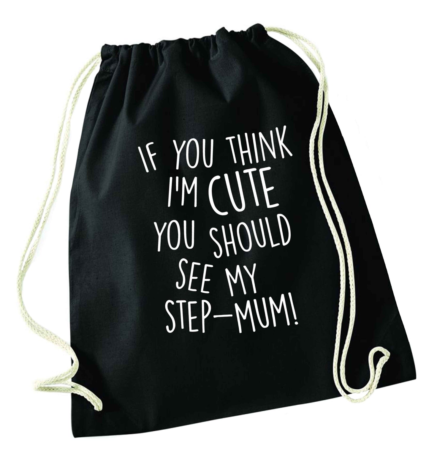 My step-mum loves me to the moon and back black drawstring bag