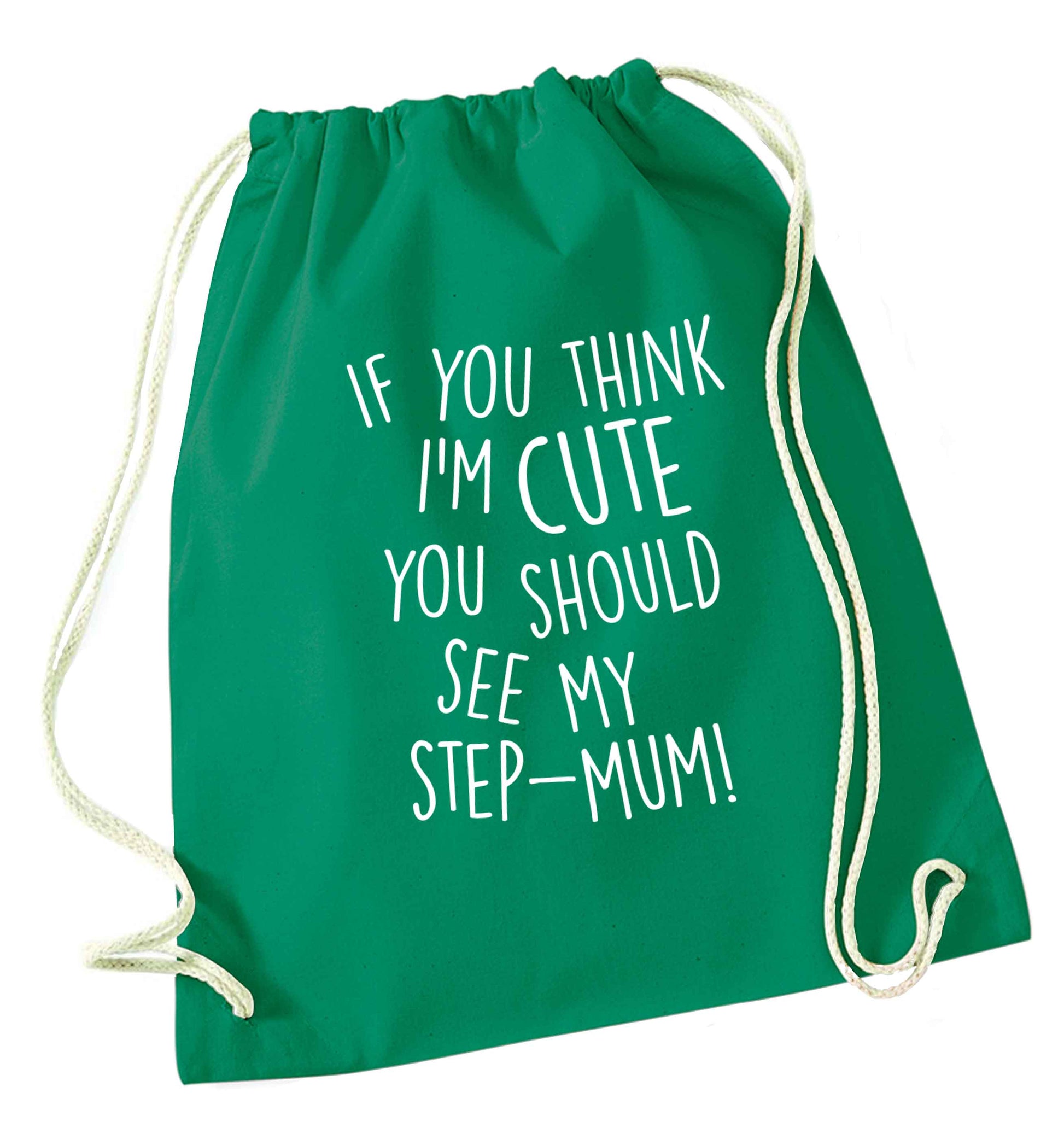 My step-mum loves me to the moon and back green drawstring bag