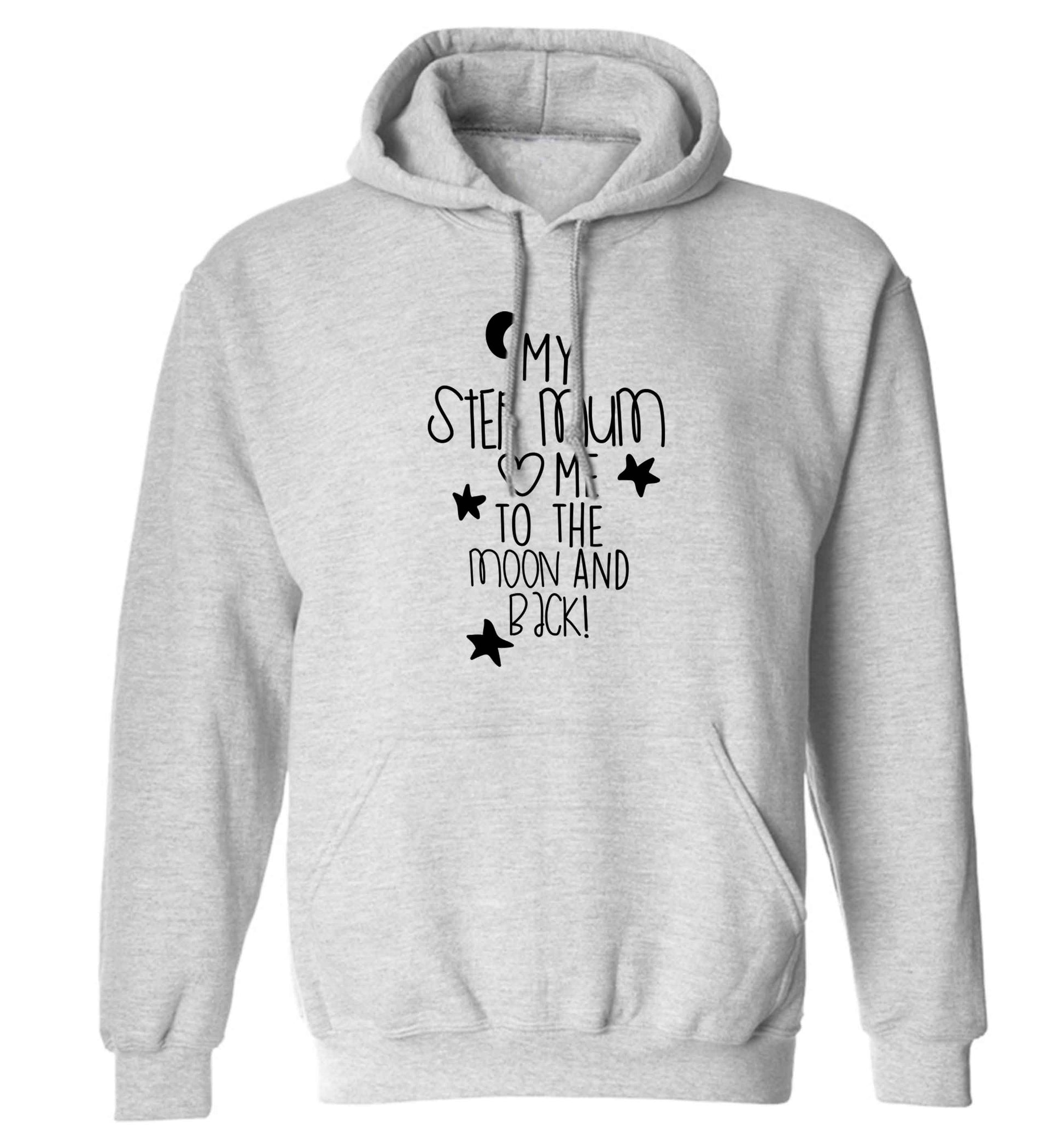 My step-mum loves me to the moon and back adults unisex grey hoodie 2XL