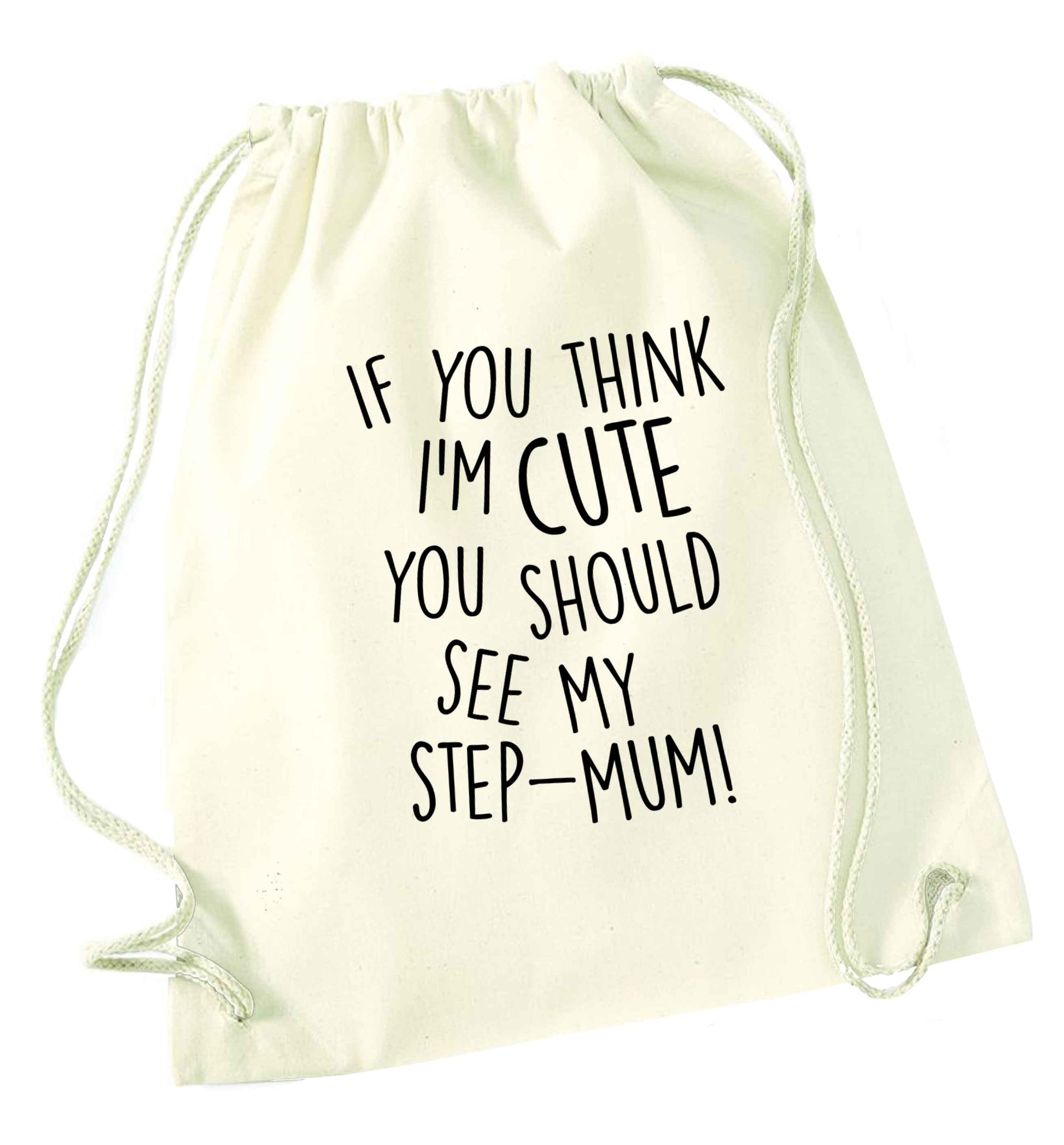My step-mum loves me to the moon and back natural drawstring bag