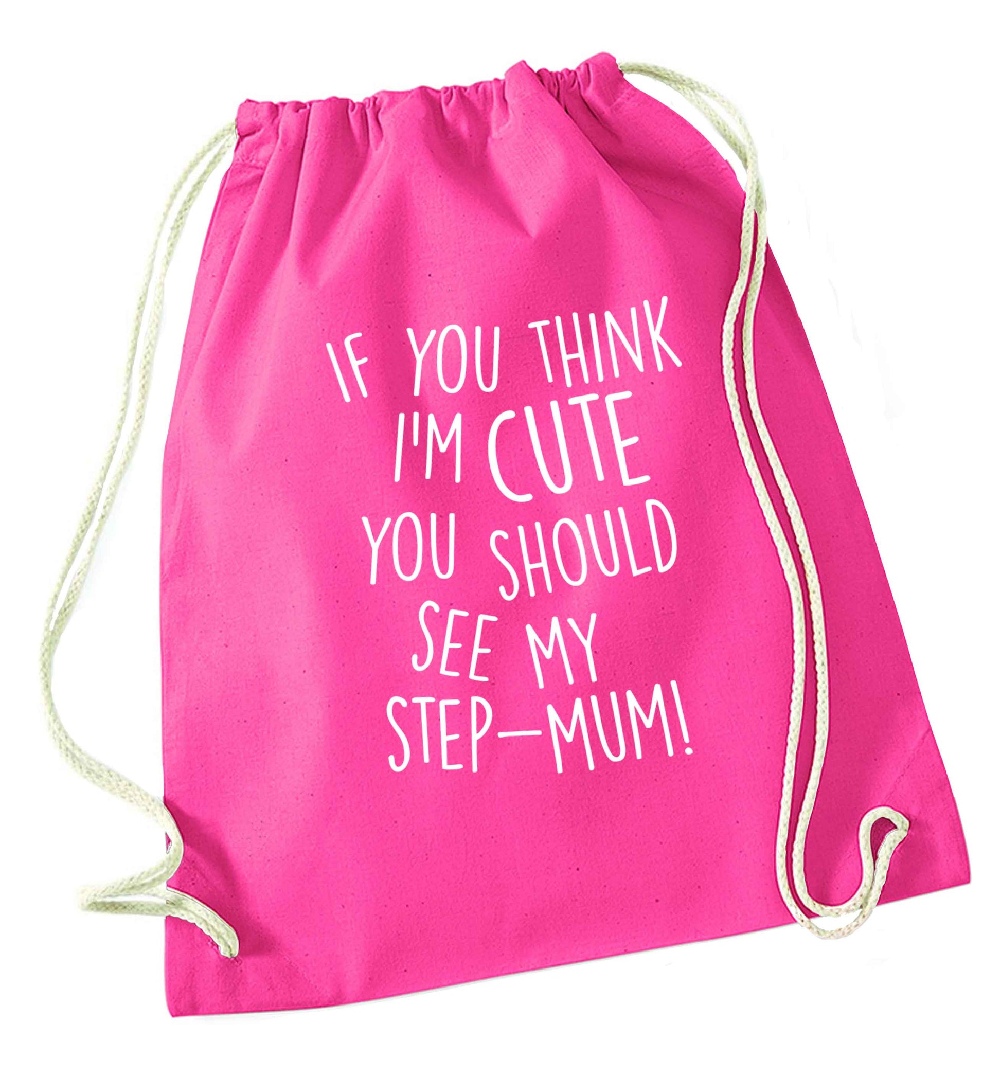 My step-mum loves me to the moon and back pink drawstring bag