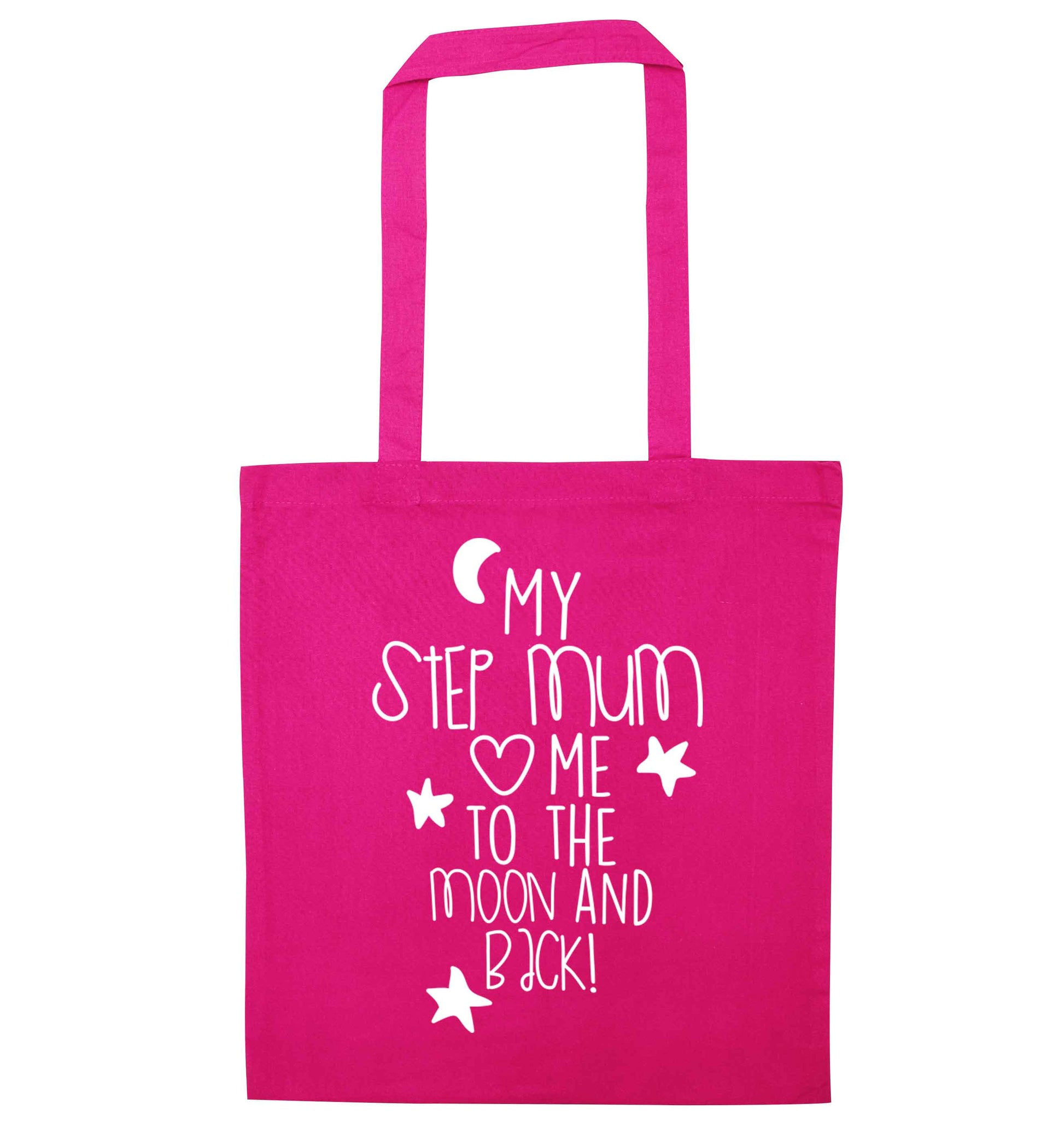 My step-mum loves me to the moon and back pink tote bag