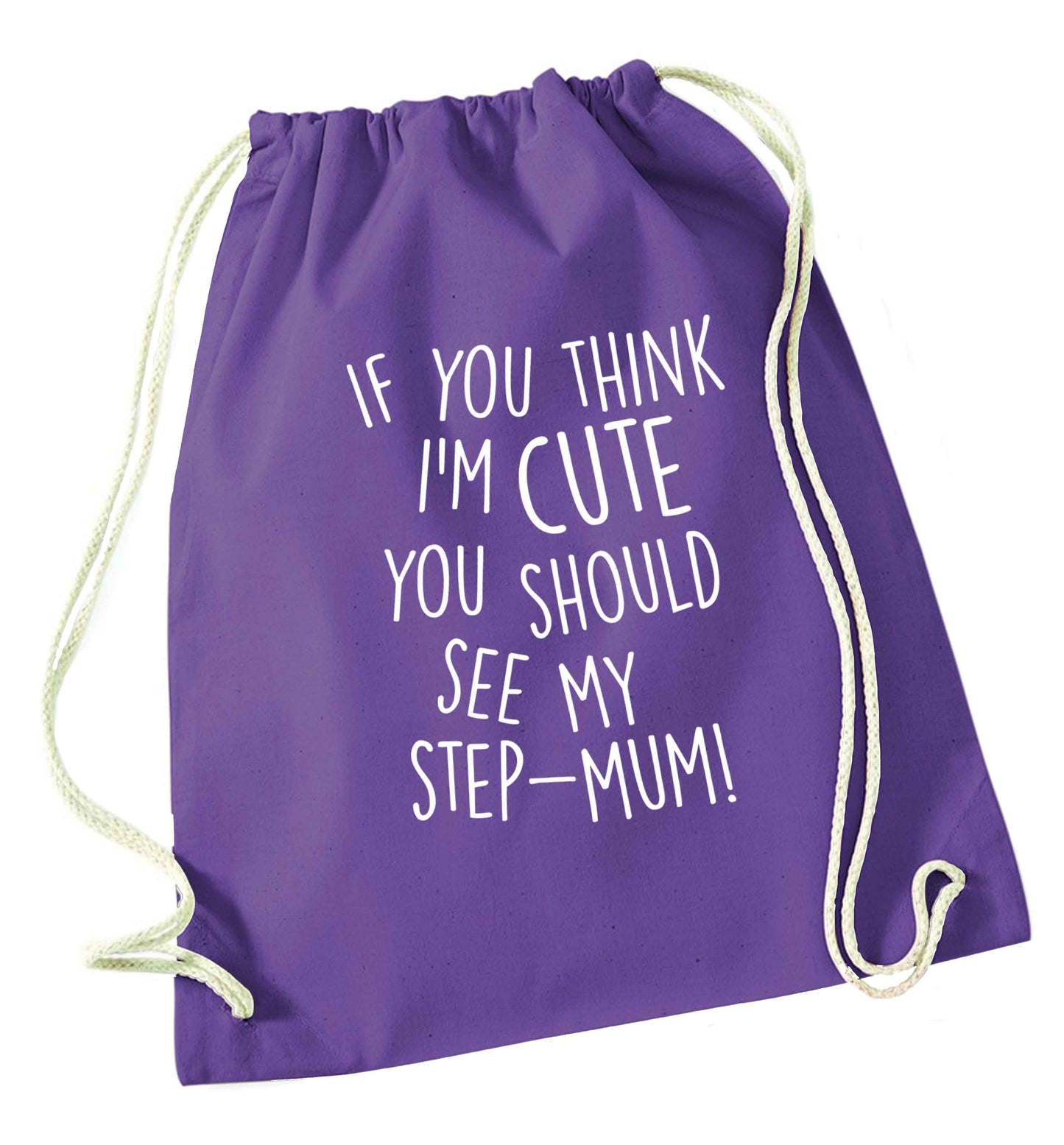 My step-mum loves me to the moon and back purple drawstring bag