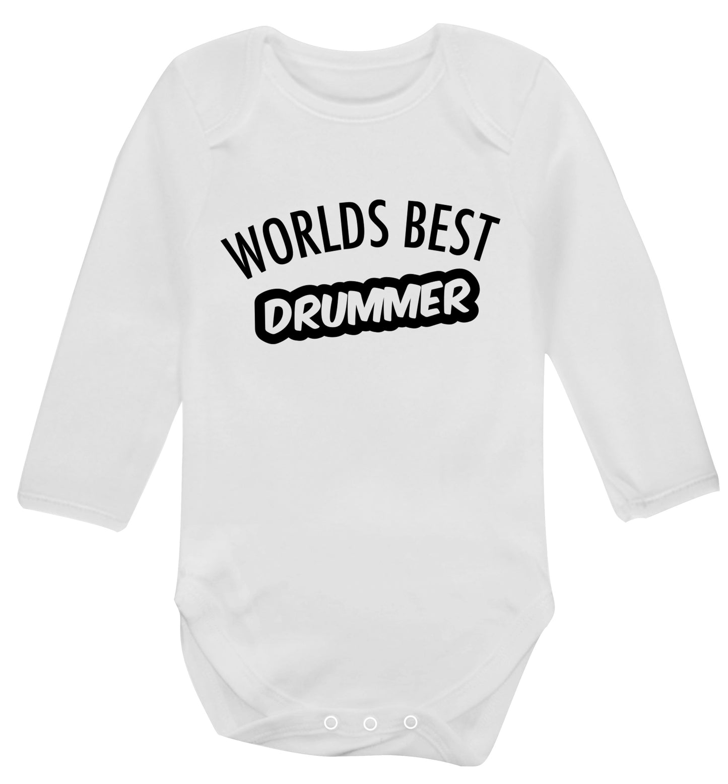 Worlds best drummer Baby Vest long sleeved white 6-12 months