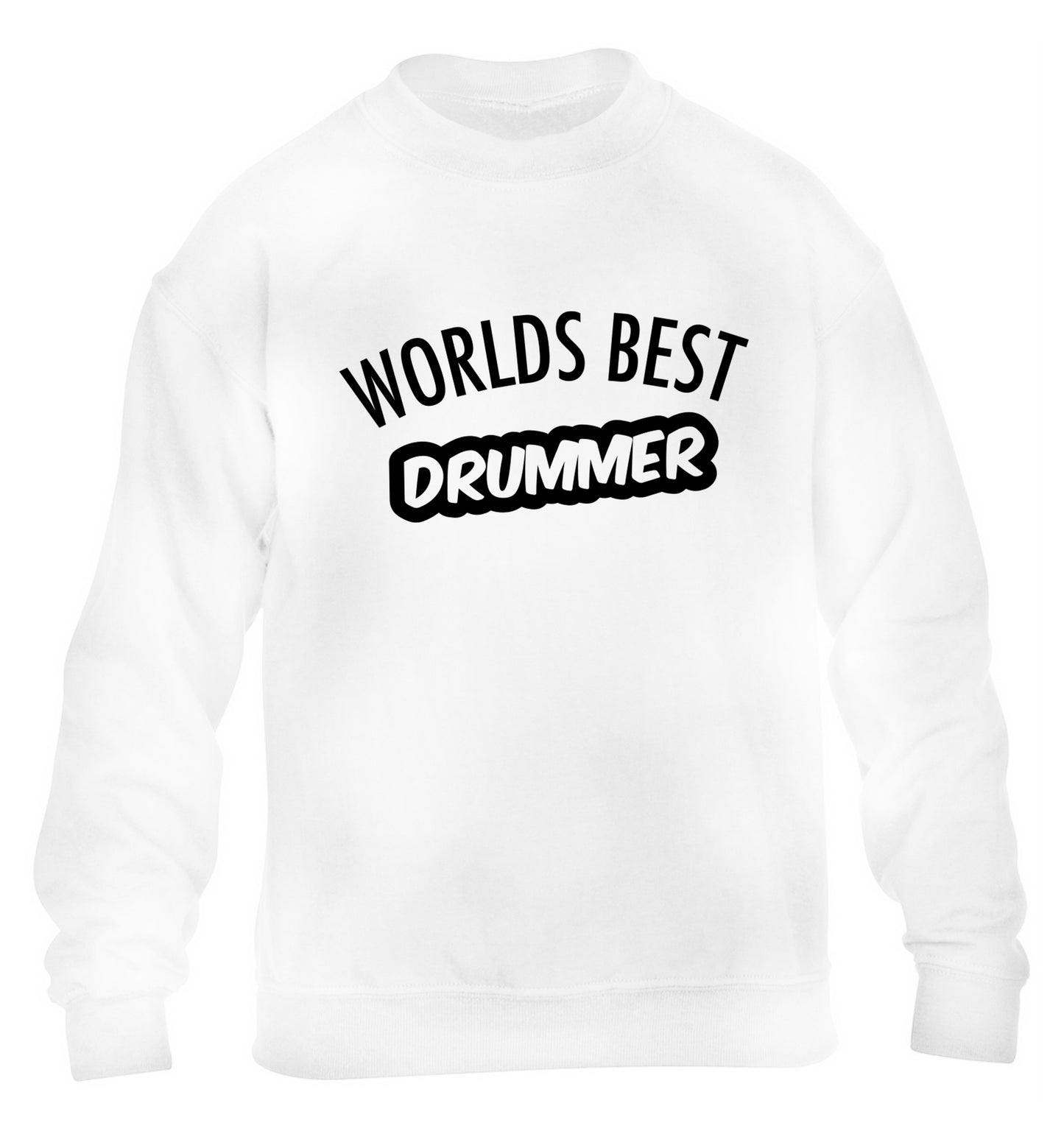 Worlds best drummer children's white sweater 12-13 Years