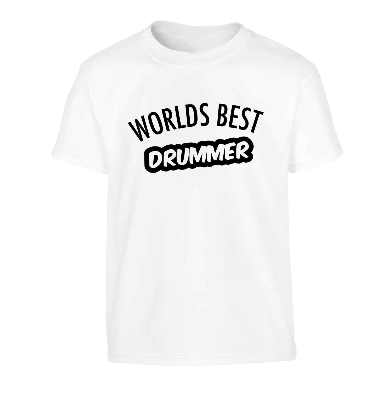 Worlds best drummer Children's white Tshirt 12-13 Years