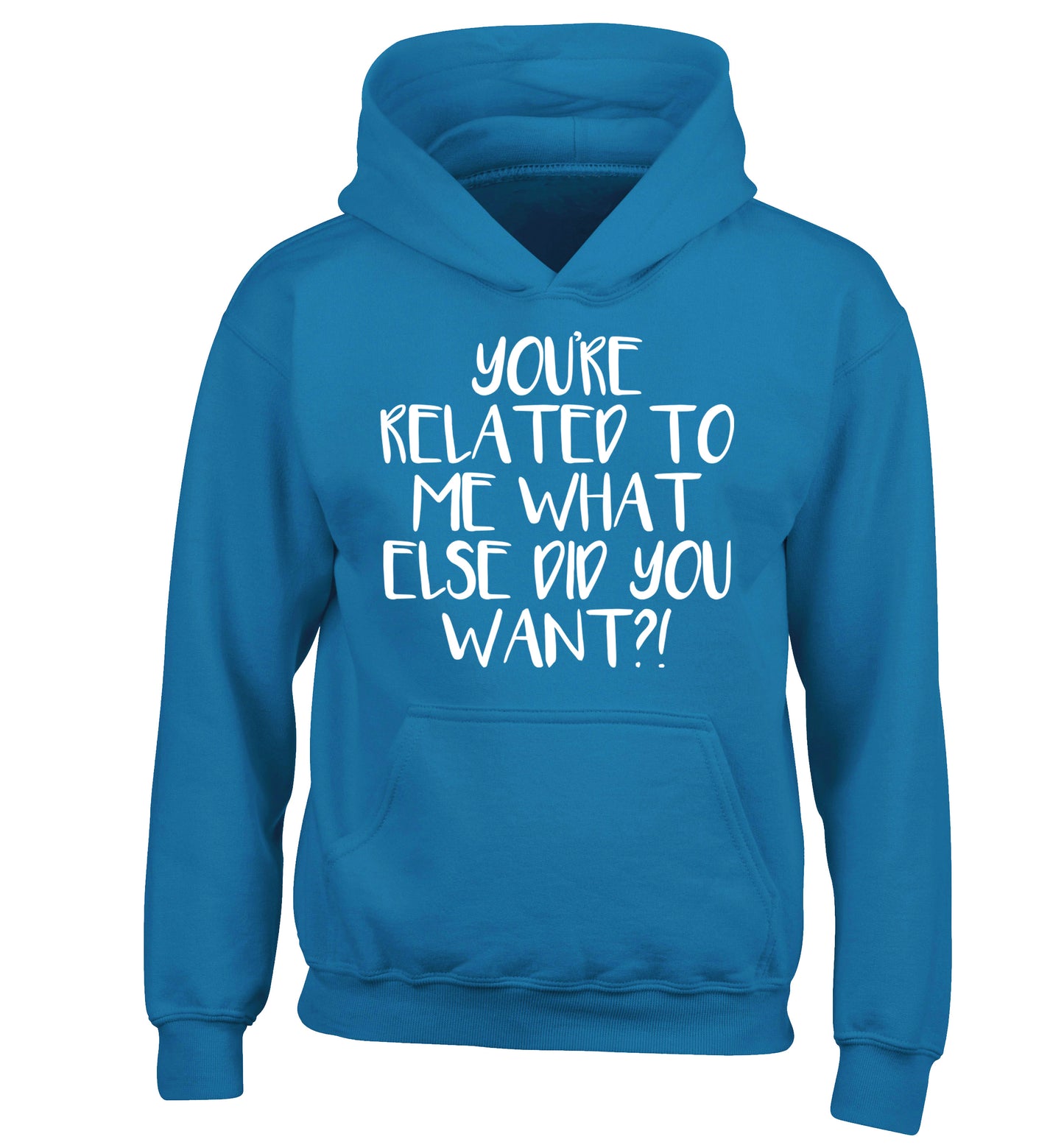 You're related to me what more do you want? children's blue hoodie 12-13 Years