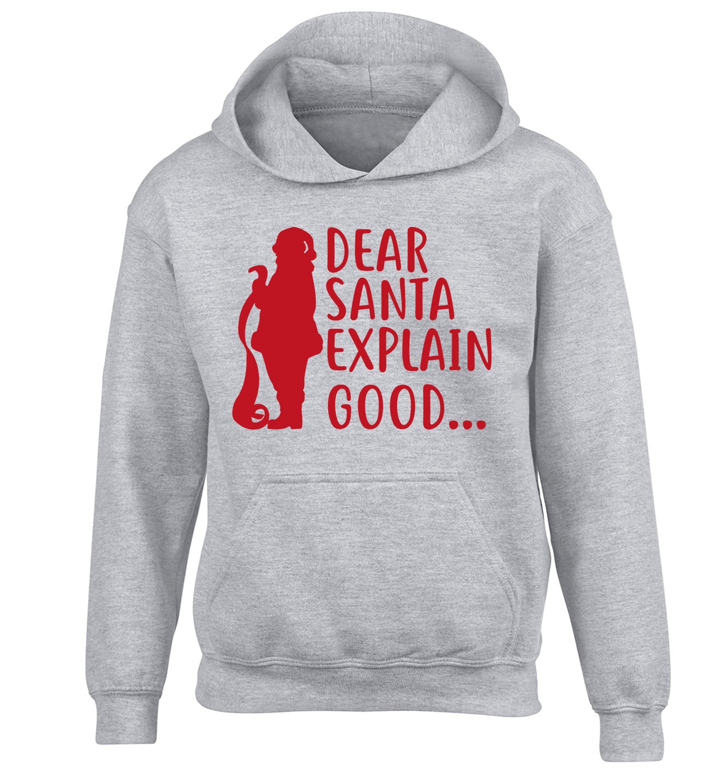 Dear Santa explain good... children's grey hoodie 12-13 Years