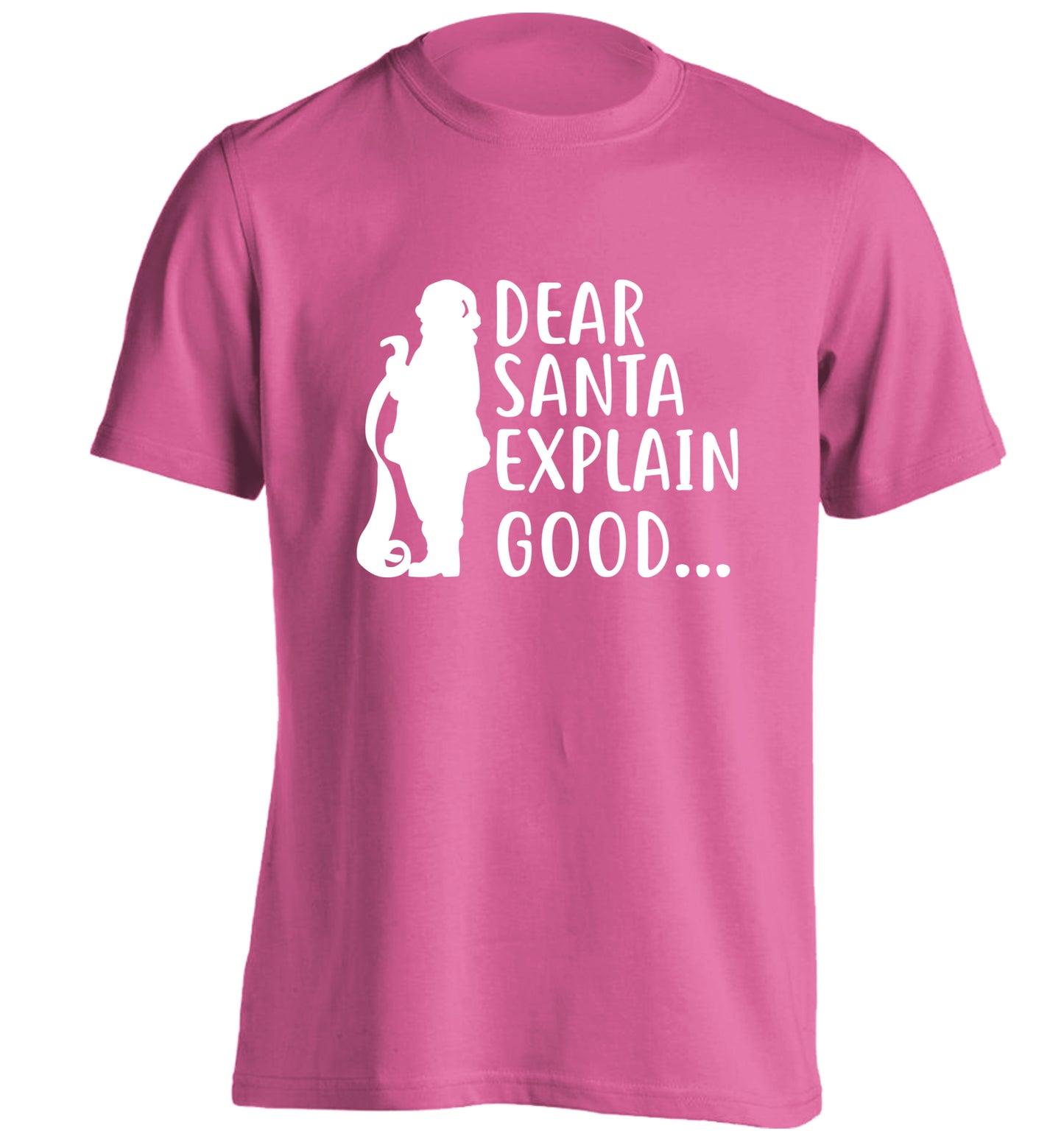 Dear Santa explain good... adults unisex pink Tshirt 2XL