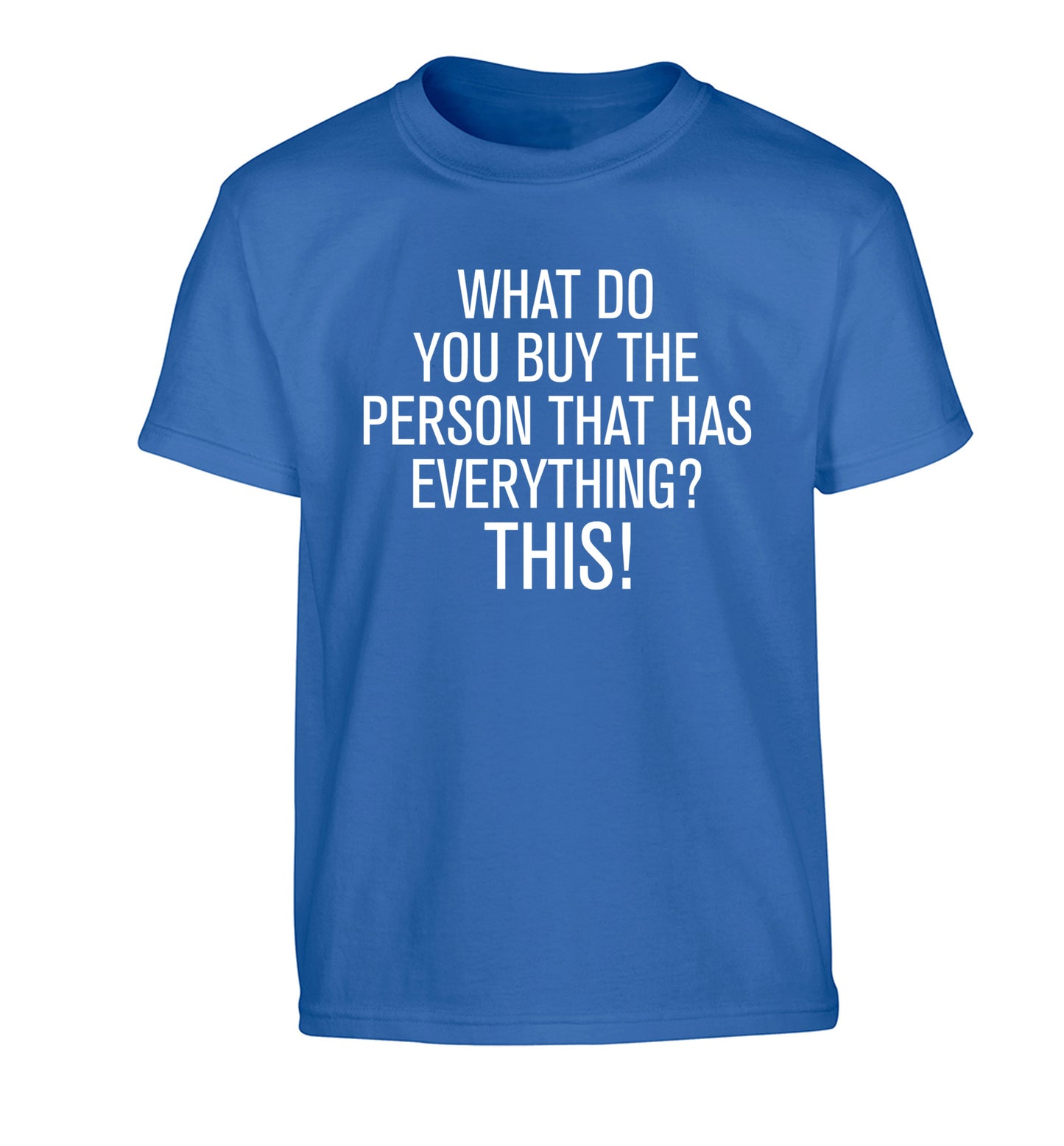 What do you buy the person that has everything? This! Children's blue Tshirt 12-13 Years
