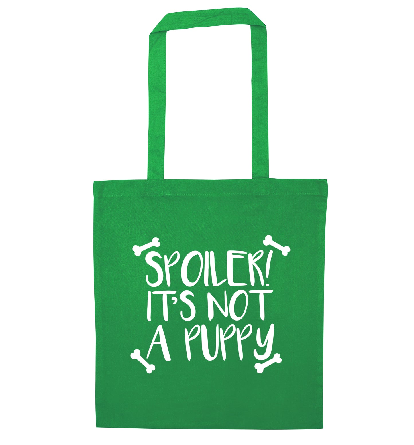 Spoiler it's not a puppy green tote bag