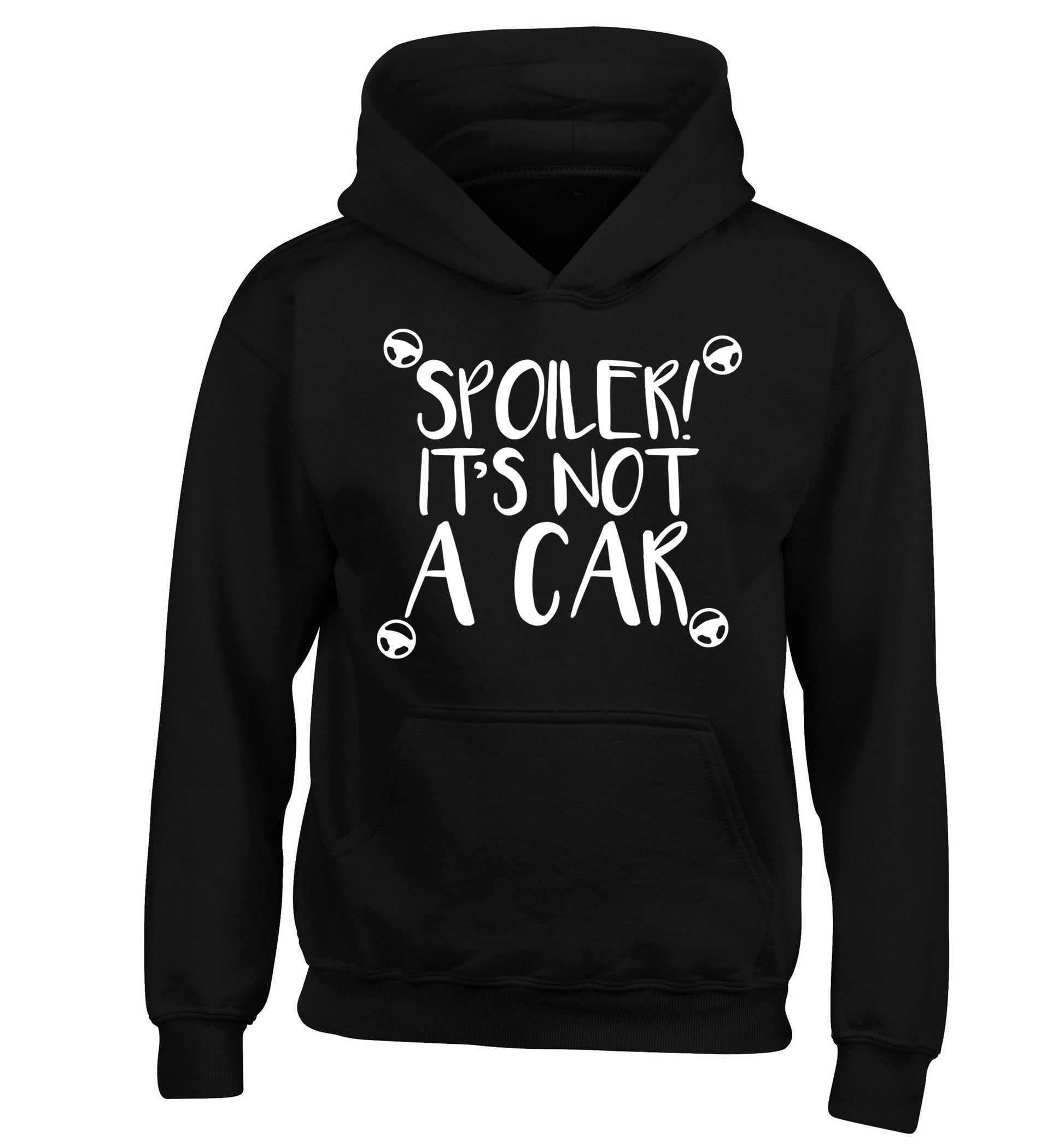 Spoiler it's not a car children's black hoodie 12-13 Years