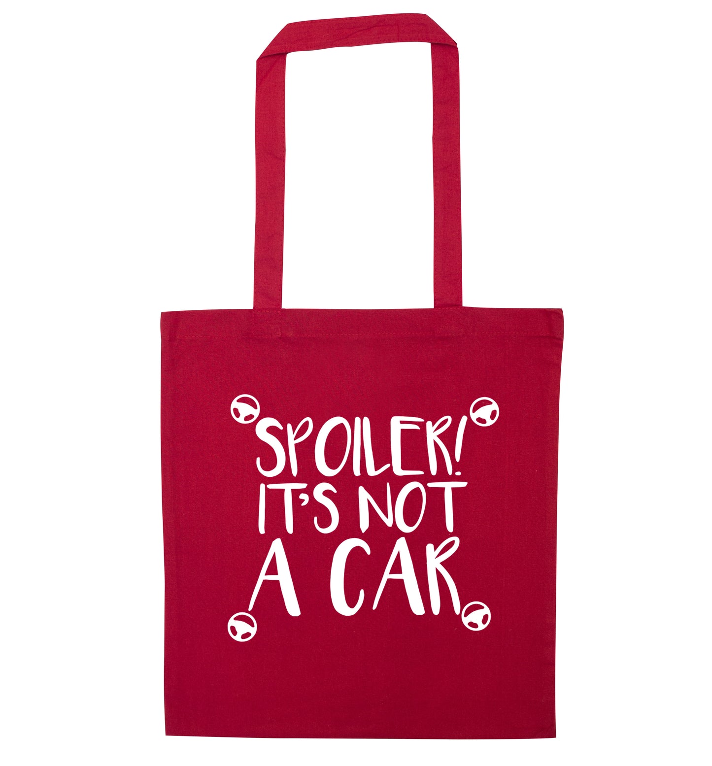 Spoiler it's not a car red tote bag