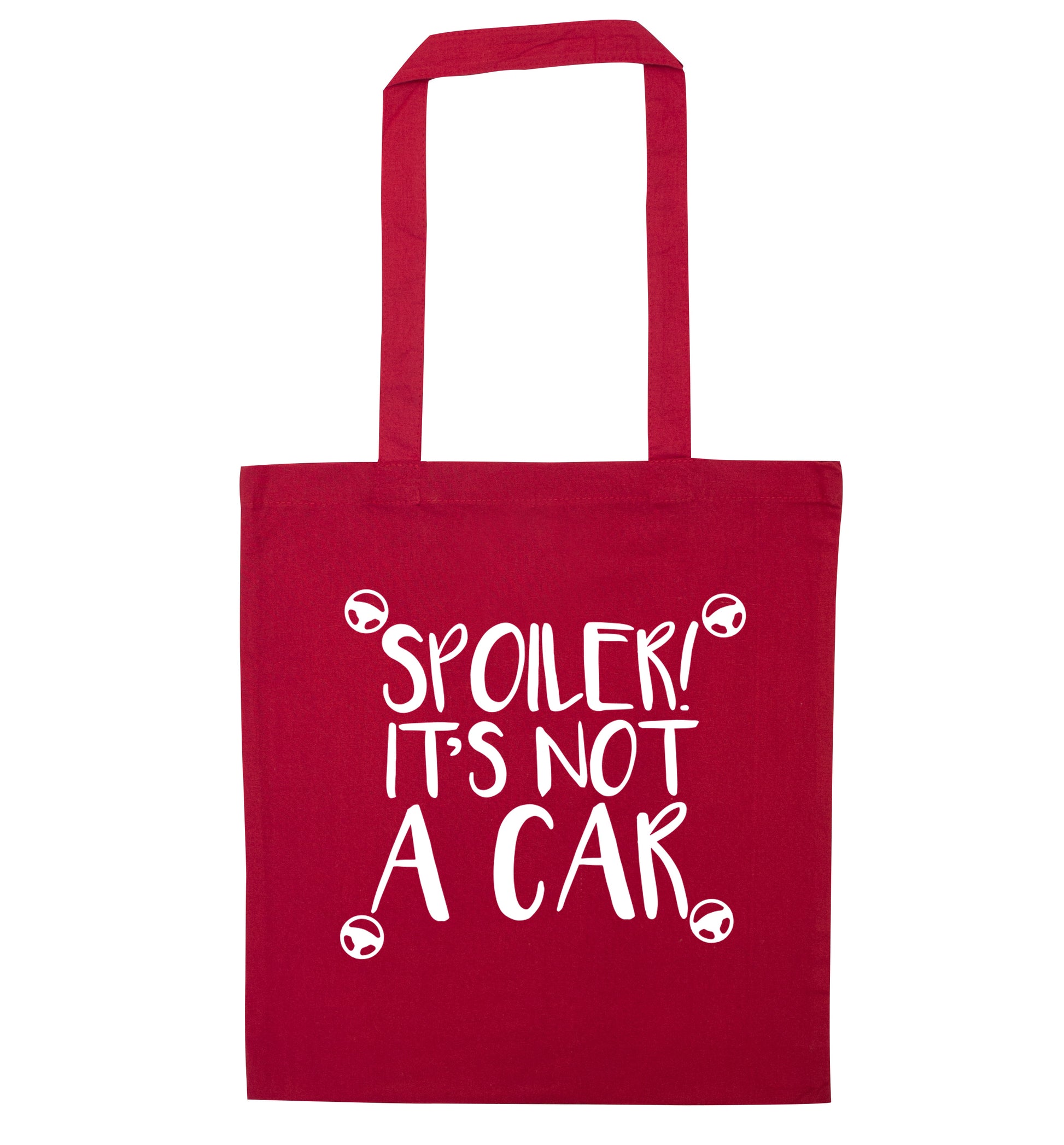 Spoiler it's not a car red tote bag
