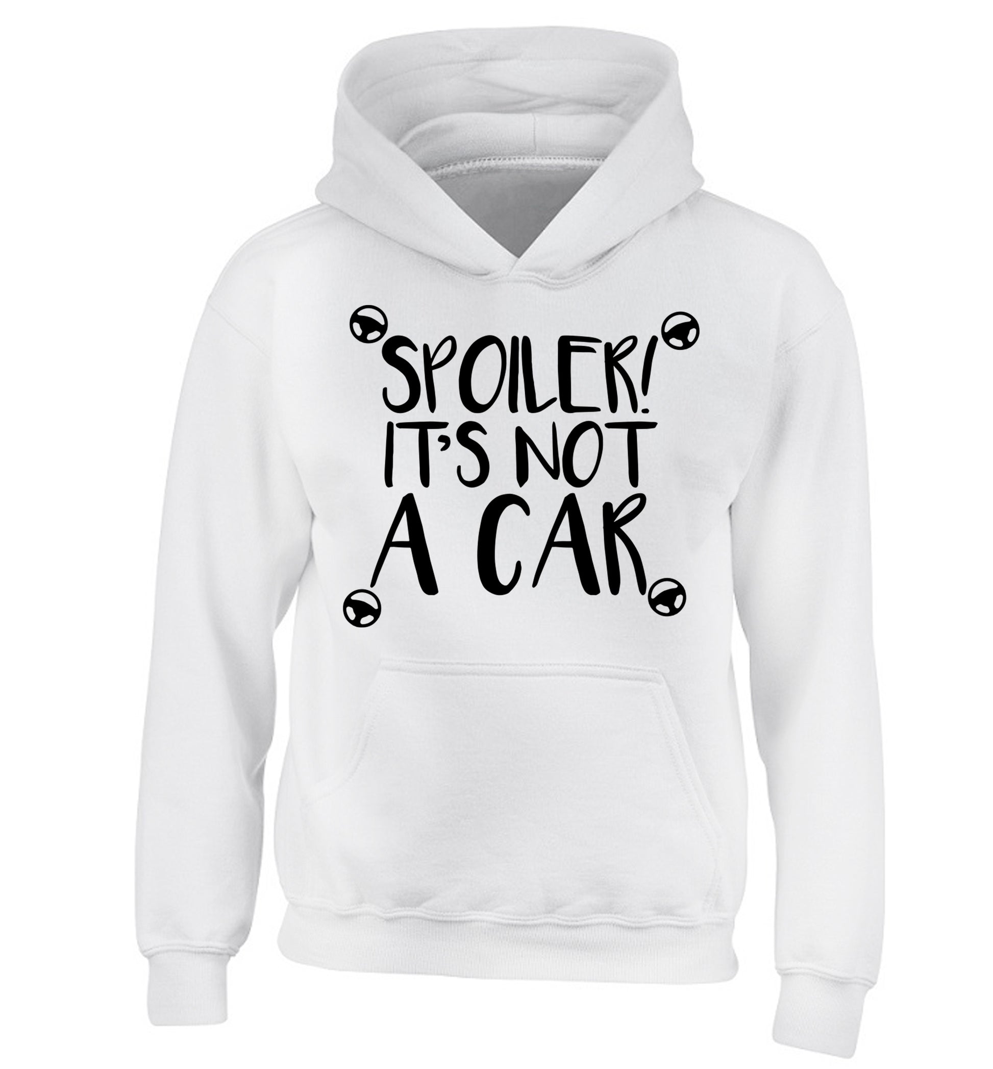 Spoiler it's not a car children's white hoodie 12-13 Years