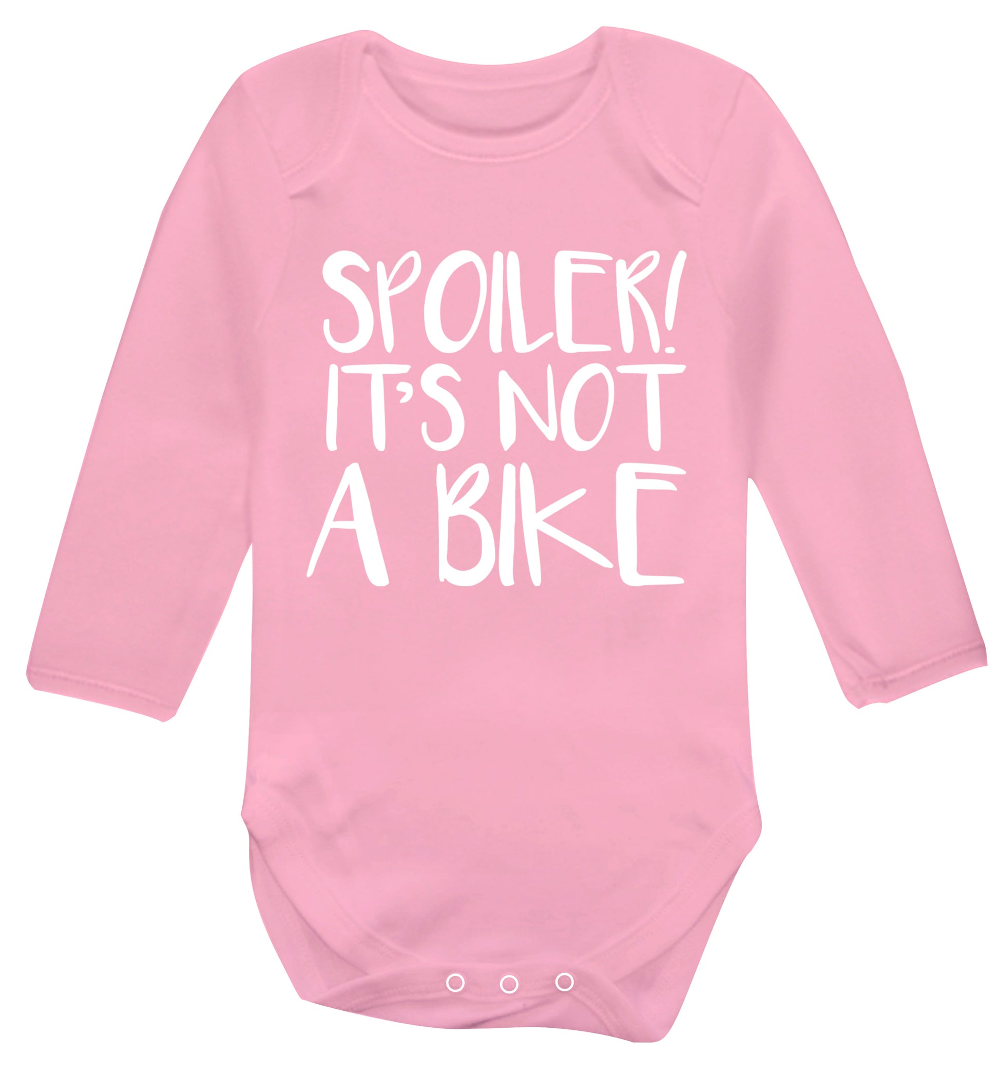 Spoiler it's not a bike Baby Vest long sleeved pale pink 6-12 months