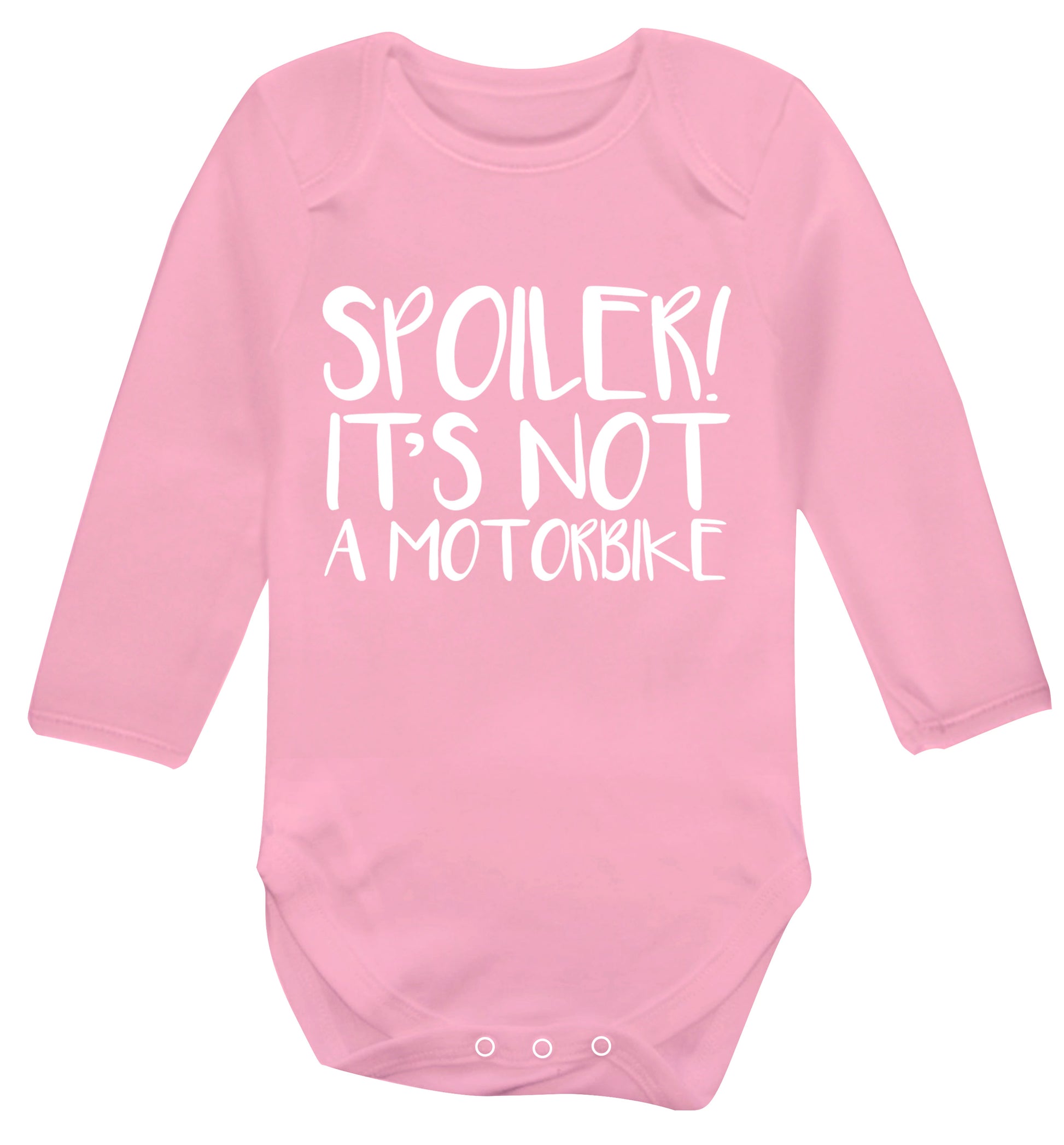 Spoiler it's not a motorbike Baby Vest long sleeved pale pink 6-12 months