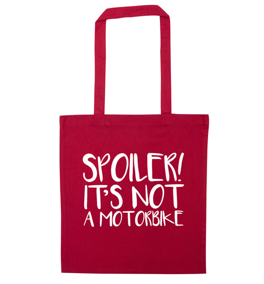 Spoiler it's not a motorbike red tote bag