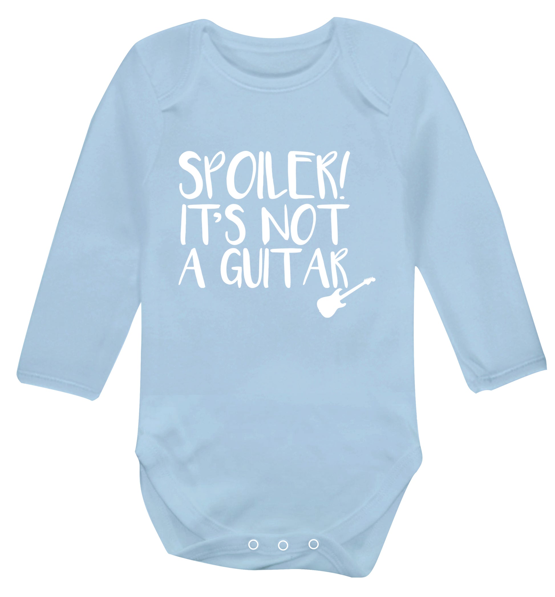 Spoiler it's not a guitar Baby Vest long sleeved pale blue 6-12 months