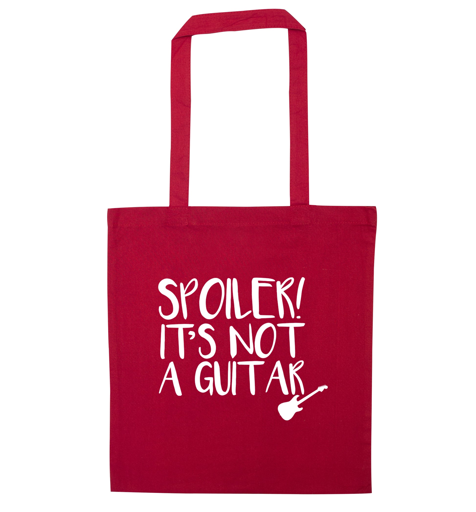 Spoiler it's not a guitar red tote bag