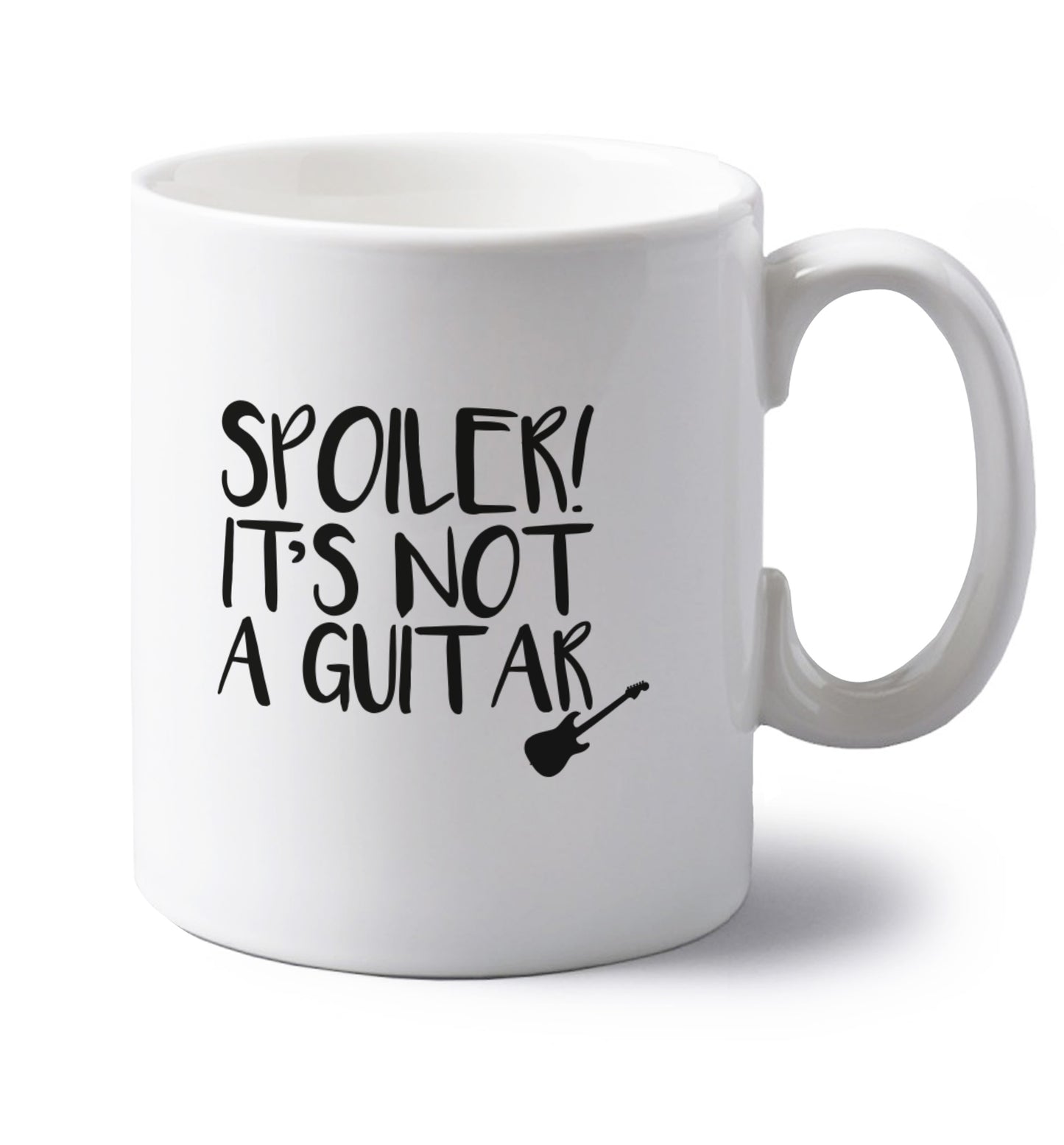 Spoiler it's not a guitar left handed white ceramic mug 