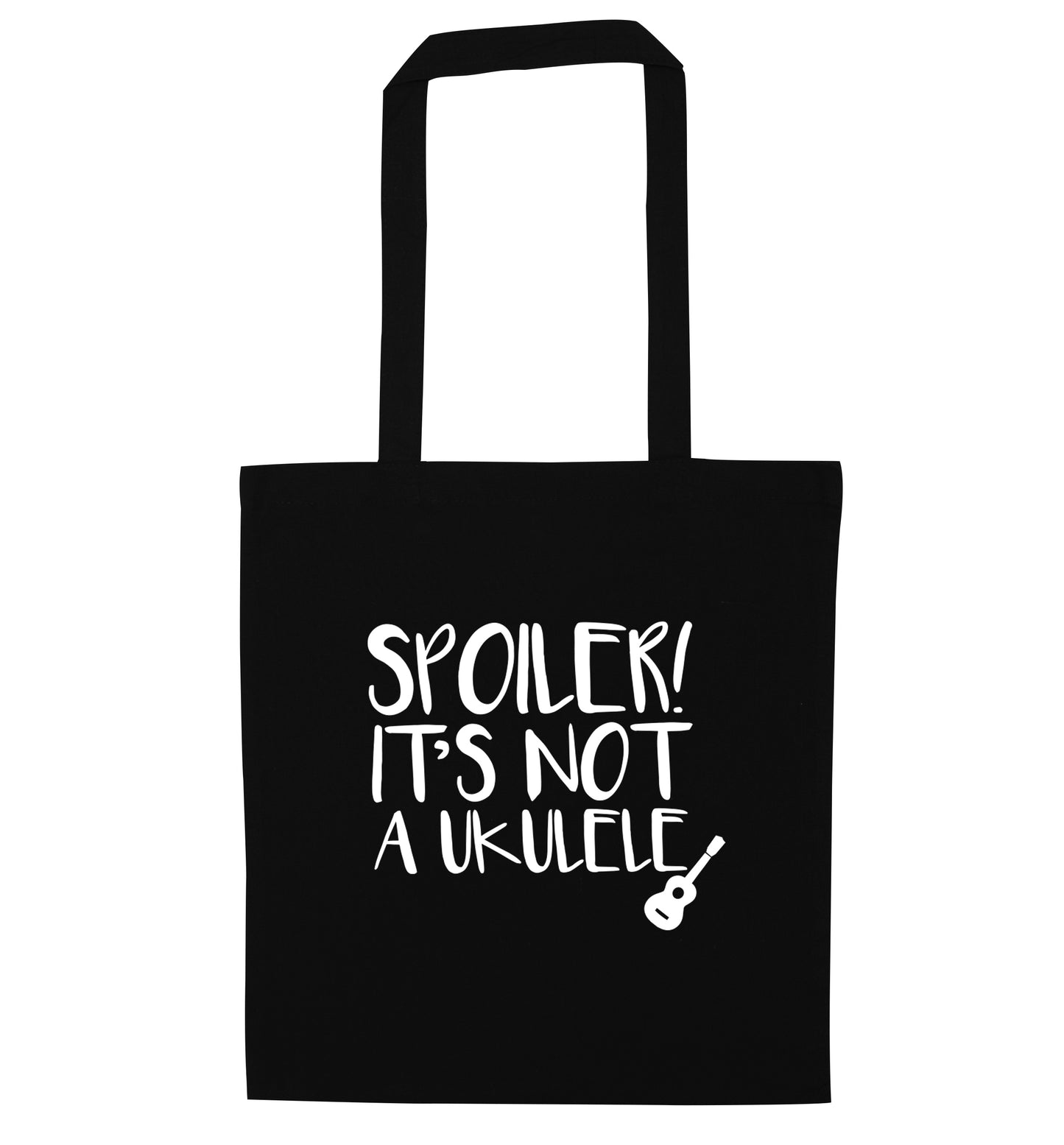 Spoiler it's not a ukulele black tote bag