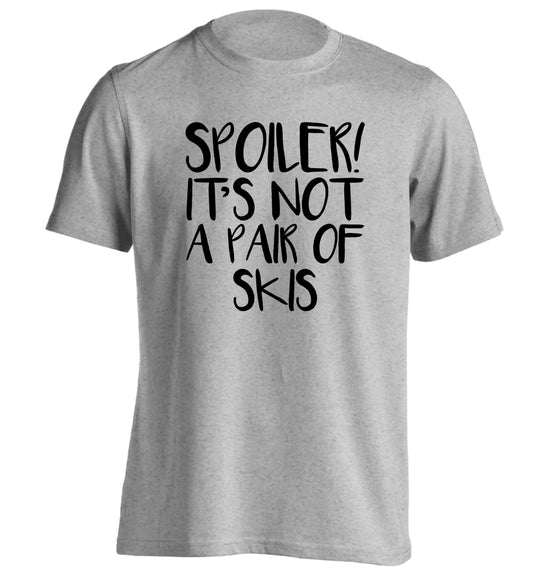 Spoiler it's not a pair of skis adults unisex grey Tshirt 2XL