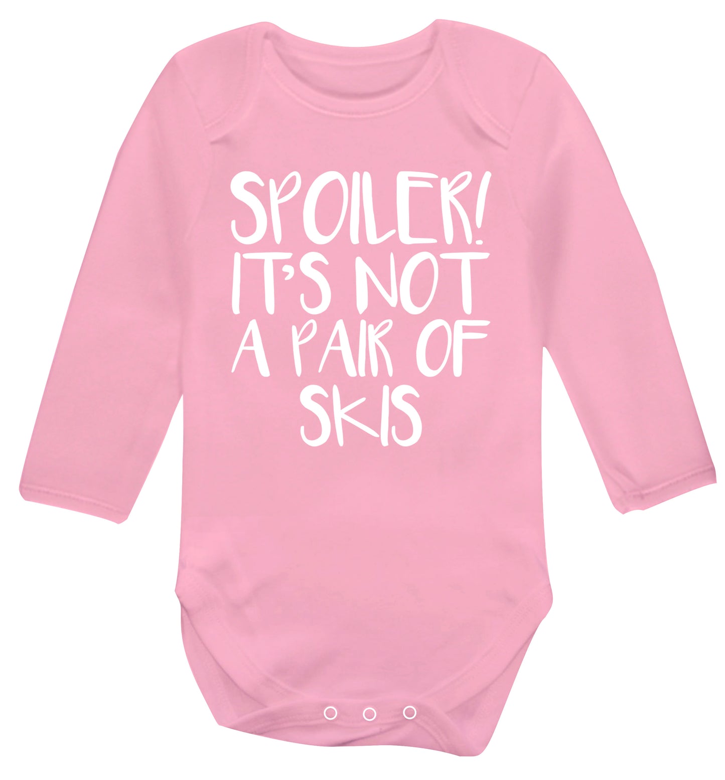 Spoiler it's not a pair of skis Baby Vest long sleeved pale pink 6-12 months