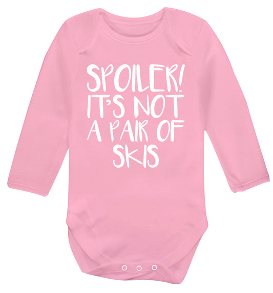 Spoiler it's not a pair of skis Baby Vest long sleeved pale pink 6-12 months