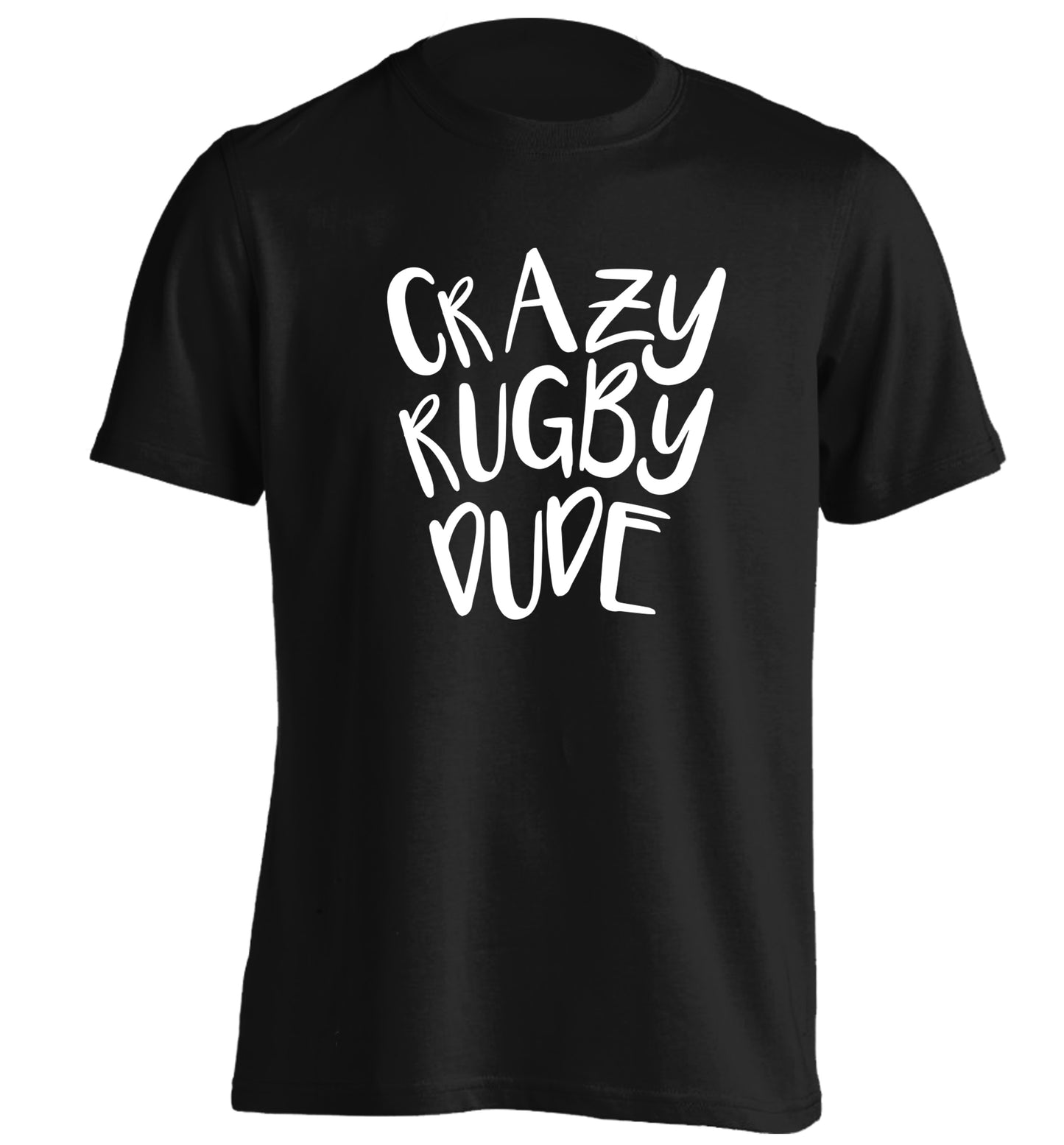 Crazy rugby dude adults unisex black Tshirt 2XL