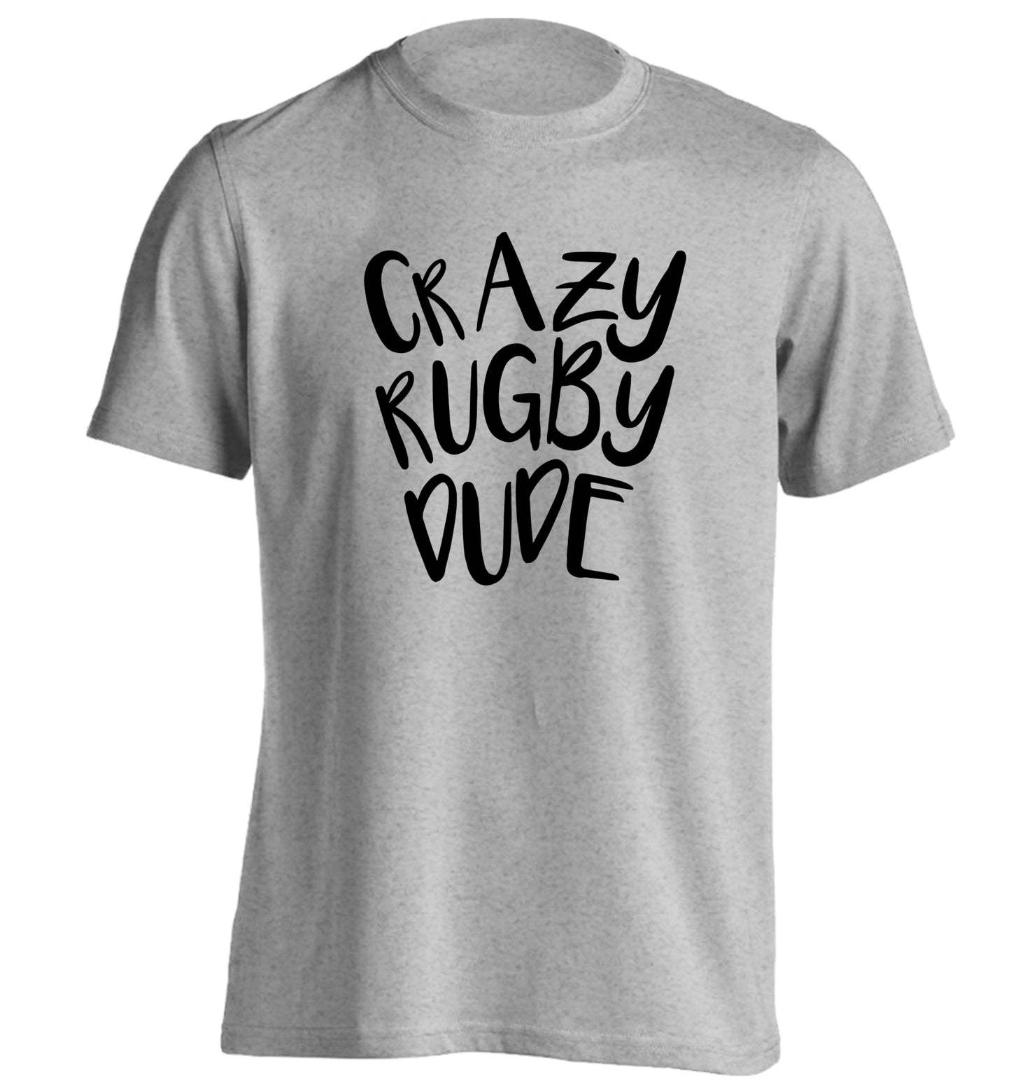 Crazy rugby dude adults unisex grey Tshirt 2XL