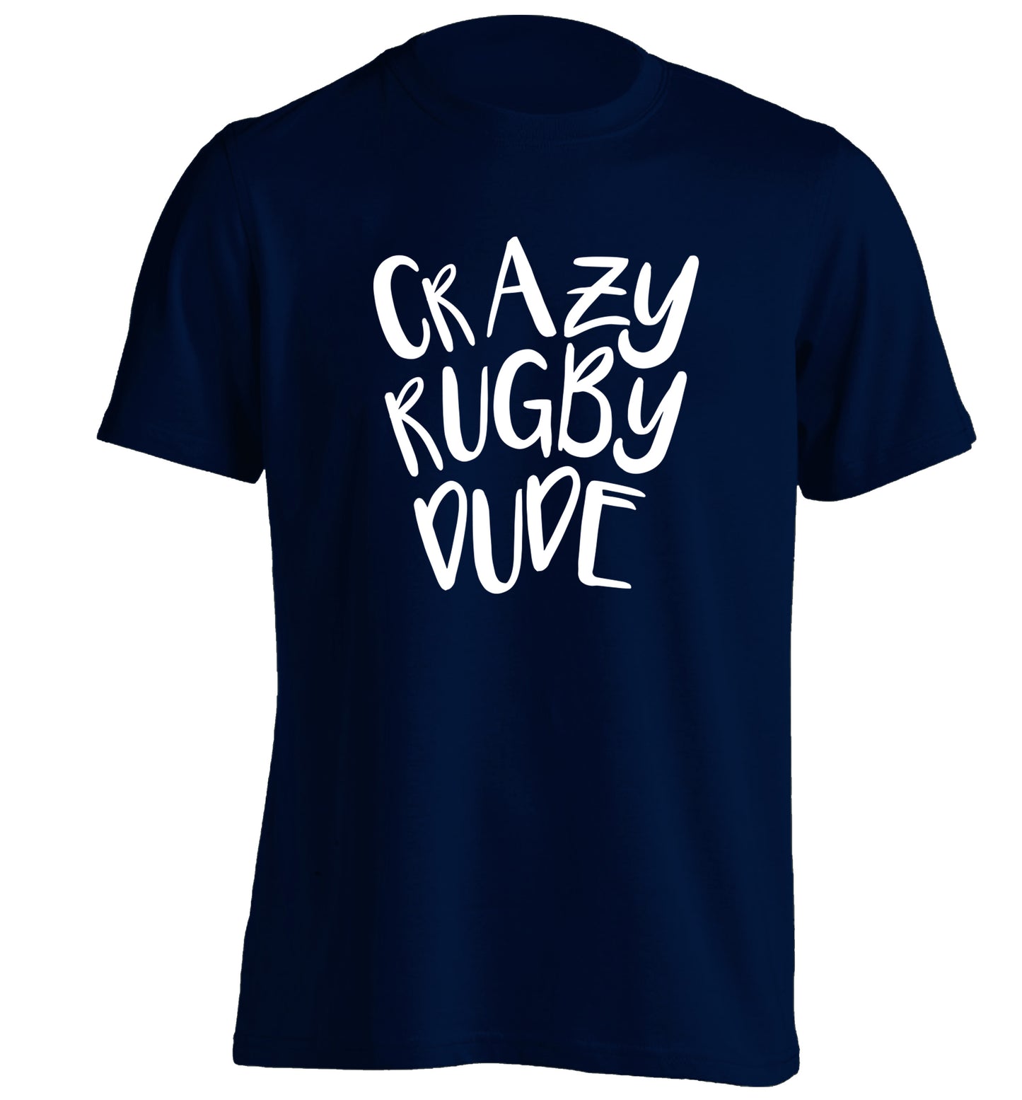 Crazy rugby dude adults unisex navy Tshirt 2XL