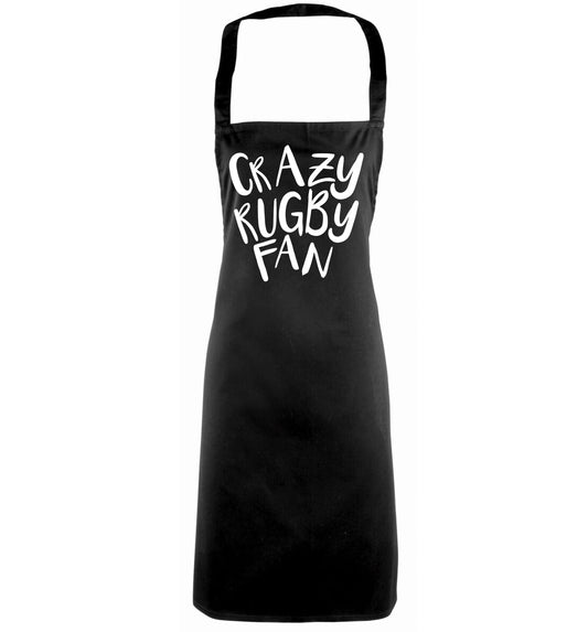 Crazy rugby fan black apron